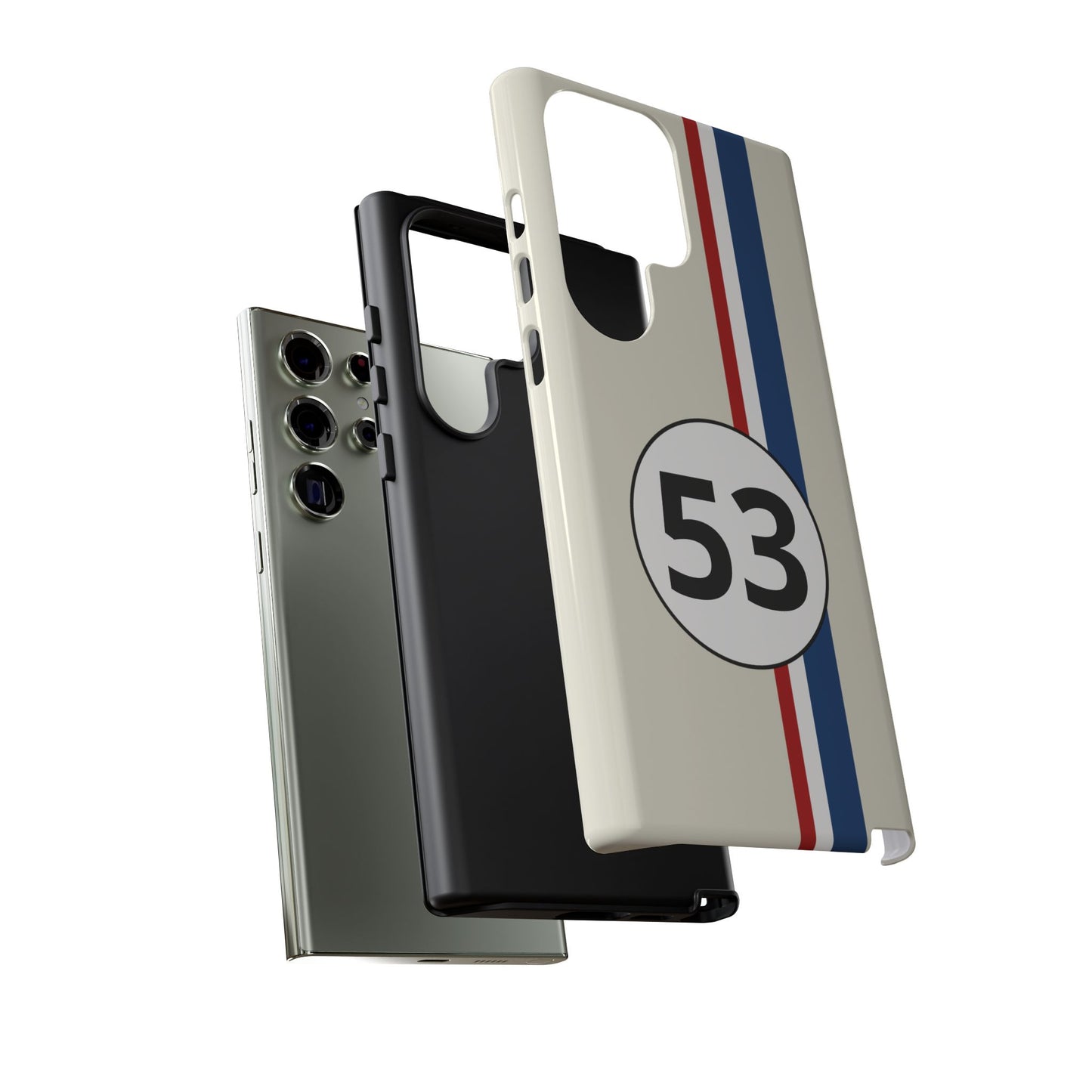 Racing Stripe Personalised Number Tough Phone Case for Apple iPhone, Samsung Galaxy and Google Pixel.