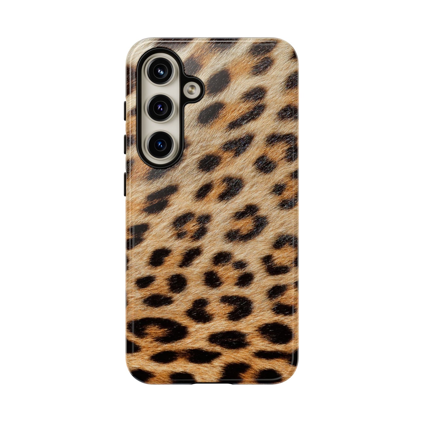 Leopard Print Tough Phone Case — Durable Protective Case with Wild Animal Fur Design