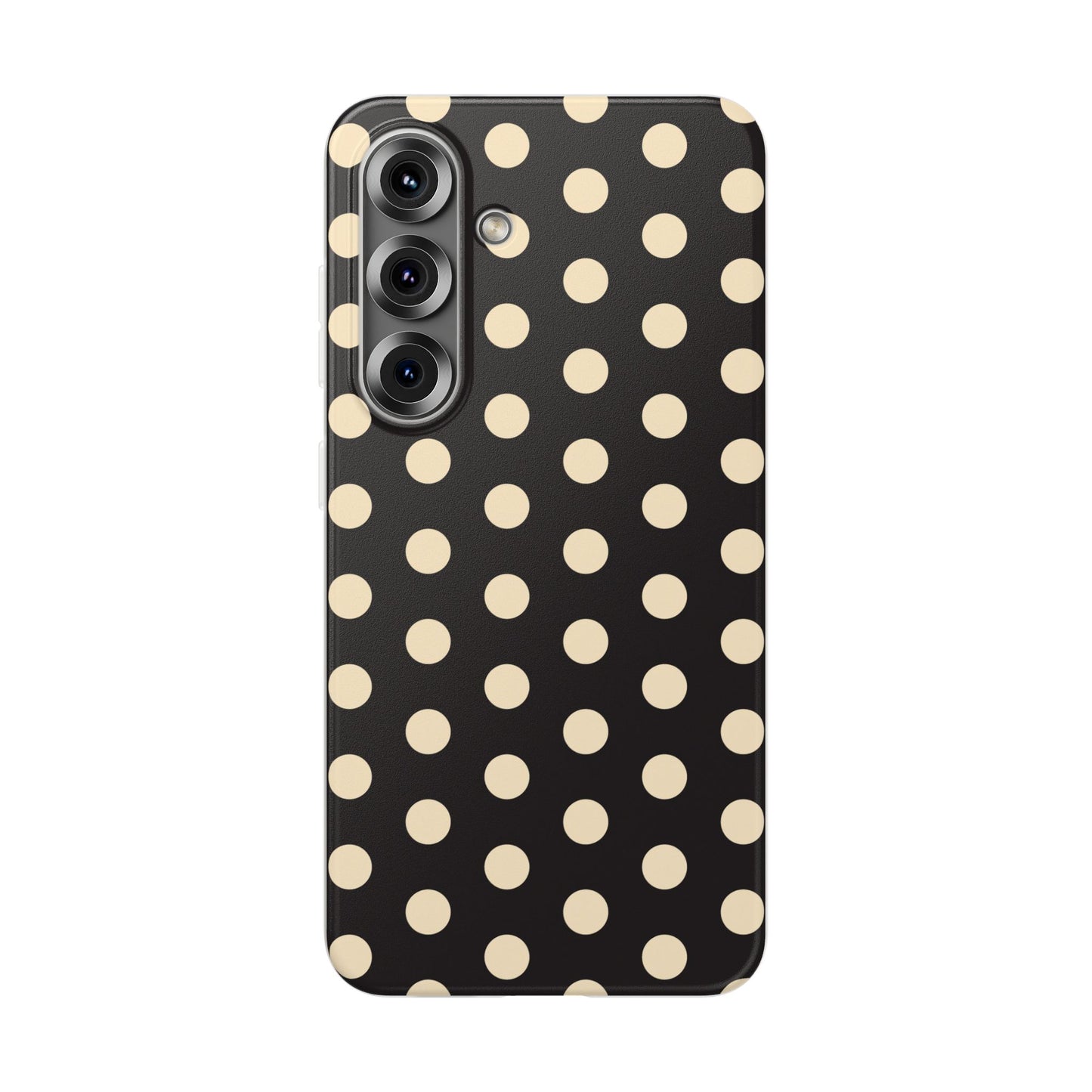 Black & Cream Retro Polka Dot Flexi Case for Apple iPhone, Samsung Galaxy.