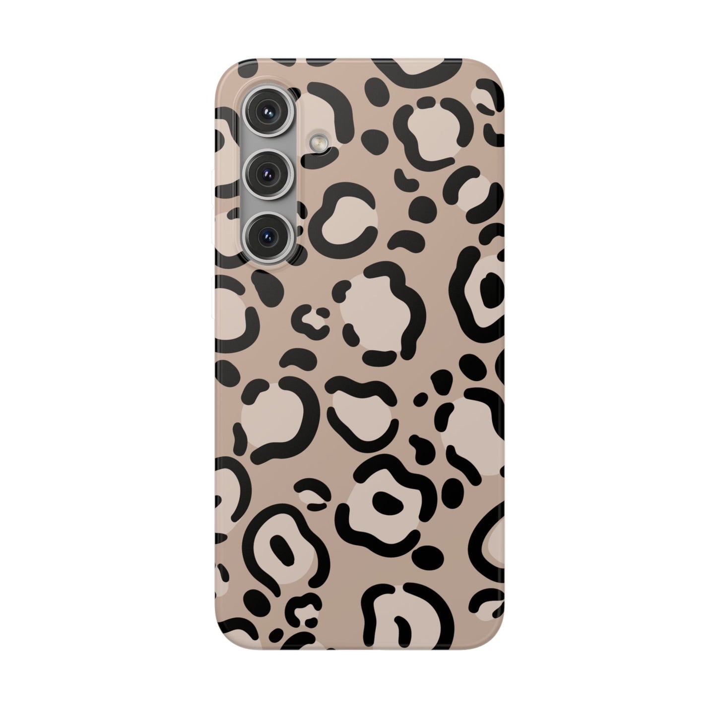 Beige Black Leopard Print Flexi Case for Apple iPhone and Samsung Galaxy.