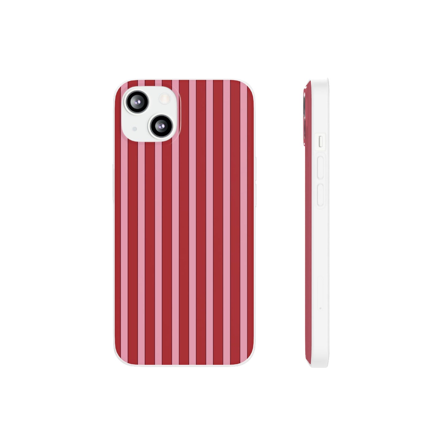 Red Vertical Stripe Protective Flexi Case for Apple iPhone, Samsung Galaxy.