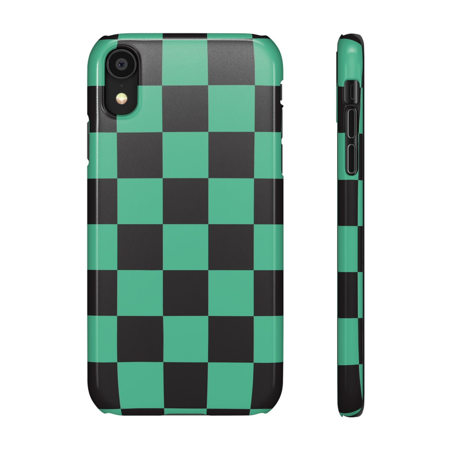 Checkered Teal Snap Case — Black & Teal Phone Cover