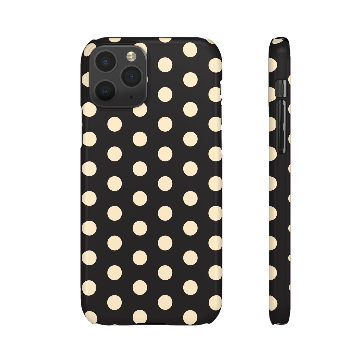 Polka Dot Snap Phone Case — Classic Black & Cream Retro Dots