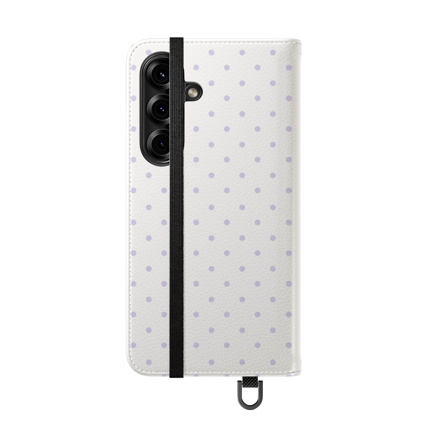 Polka Dot Flip Phone Case — White and Violet Polka Dot Wallet Cover