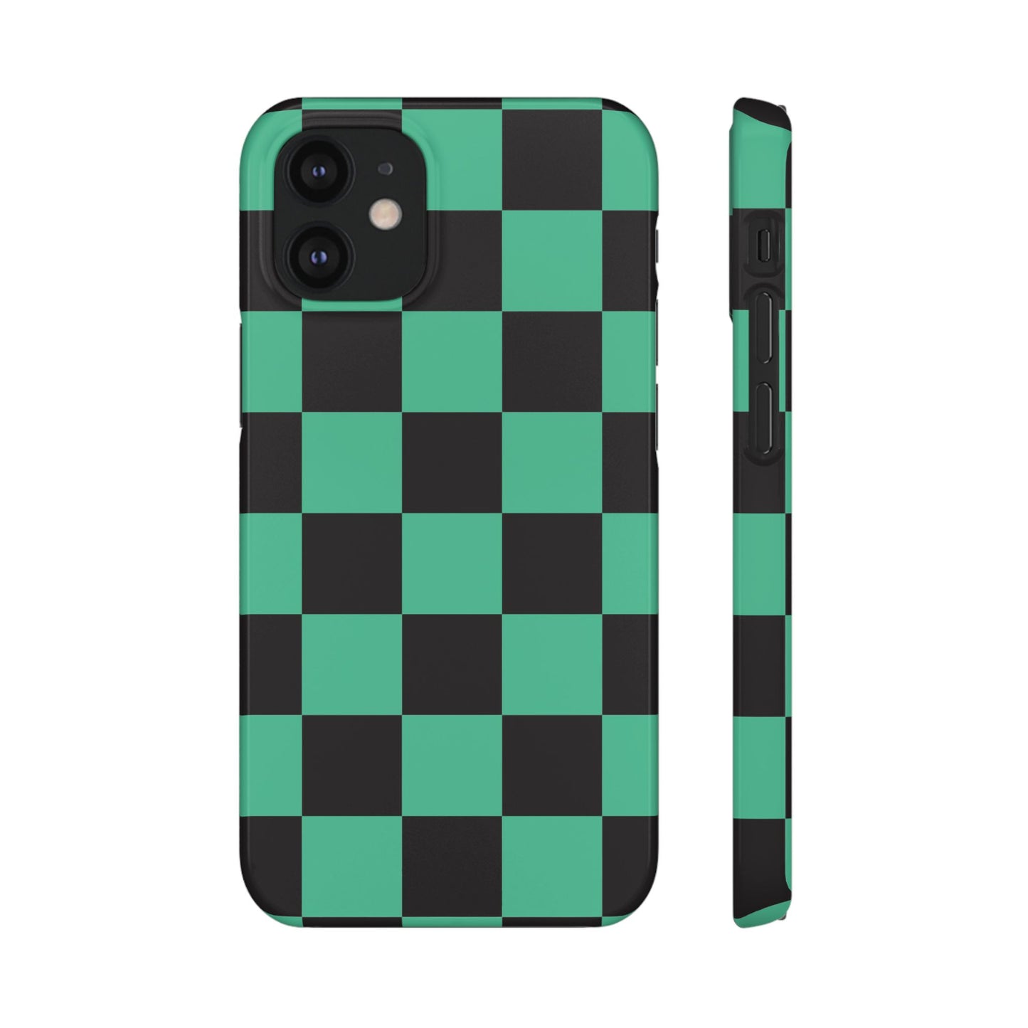 Checkered Teal Snap Case — Black & Teal Phone Cover