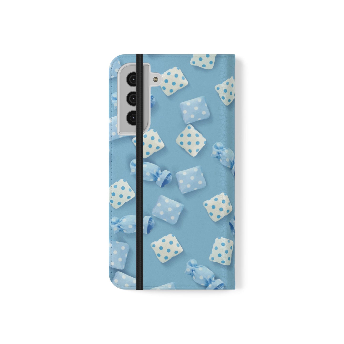 Pastel Blue Fabric Candy Flip Phone Case — Candy Wallet Cover