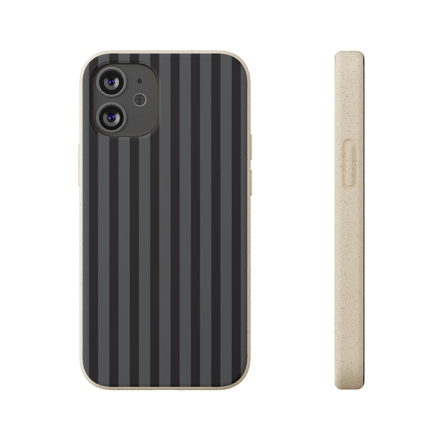 Biodegradable Black Vertical Stripe Phone Cover for Apple iPhone and Samsung Galaxy.