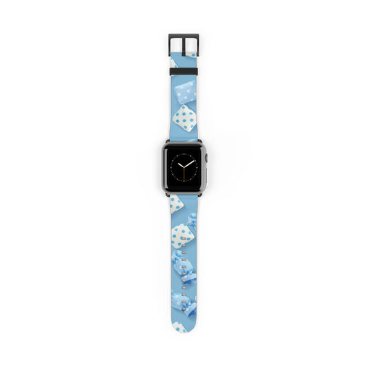 Apple Watch strap in pastel blue candy style, colorful accessory for everyday wear, faux-leather band with steel buckle