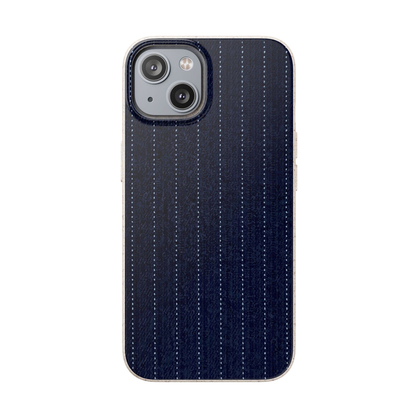 Biodegradable Pinstripe Phone Case — Eco-Friendly Navy Fabric Phone Cover for Apple iPhone and Samsung Galaxy.