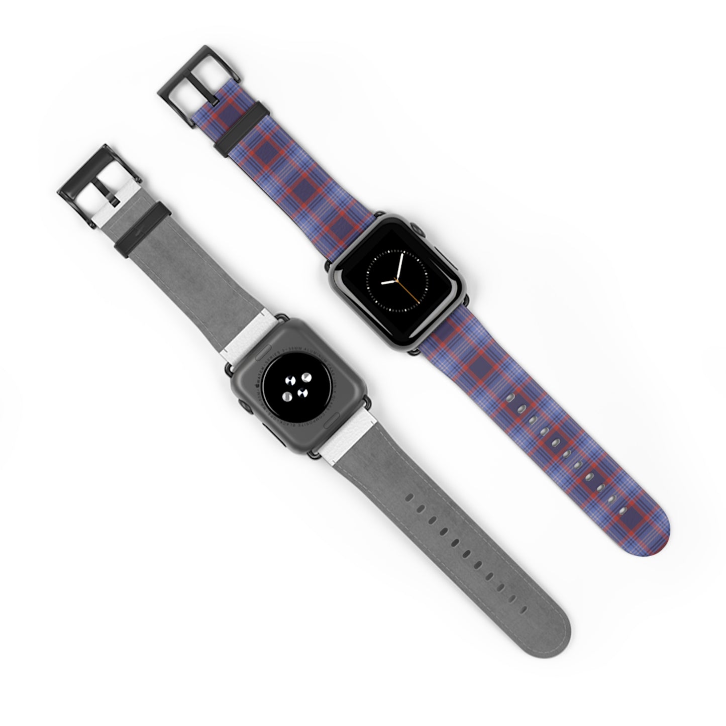 Apple Watch band in blue and red plaid, classic tartan strap, preppy style, perfect everyday band for men and women