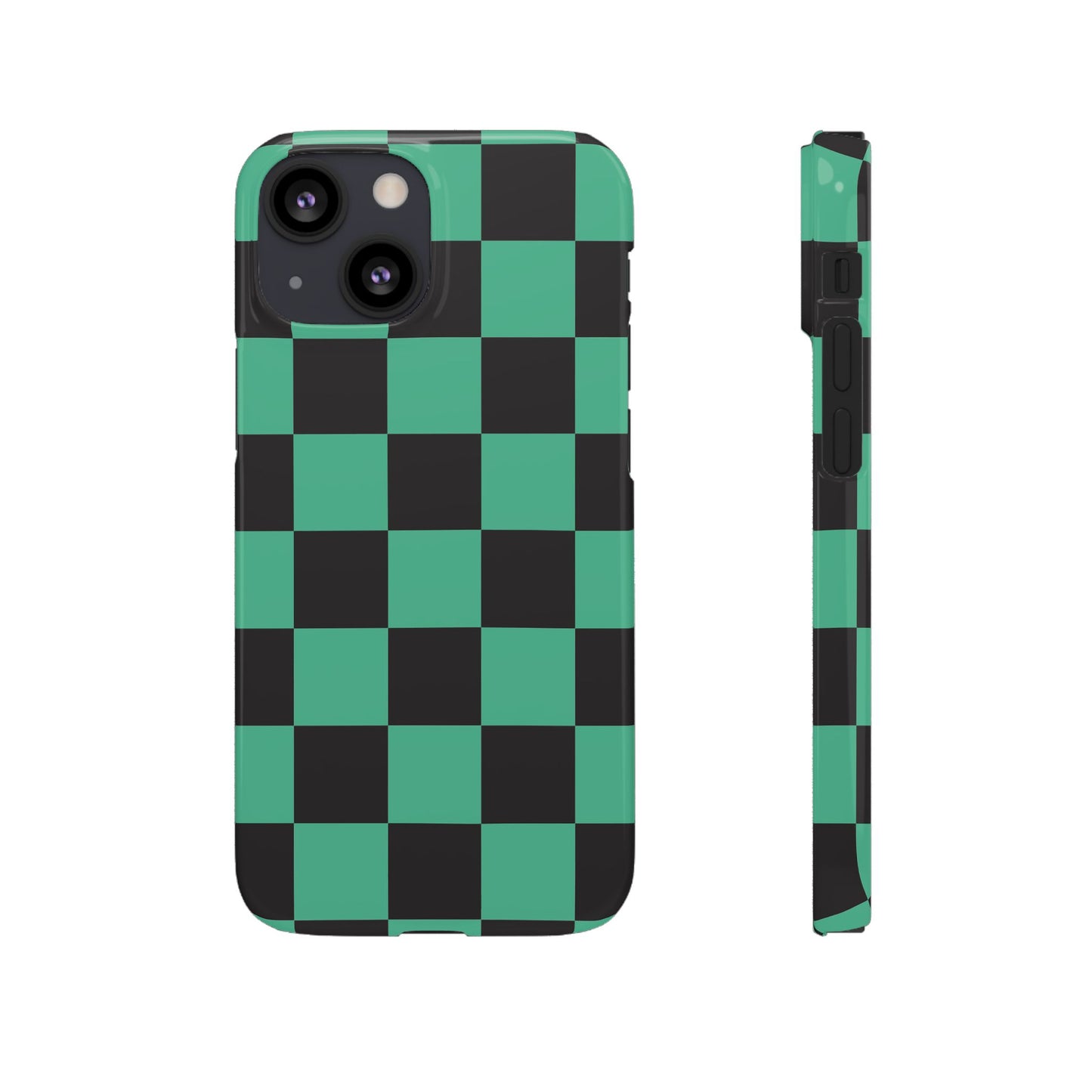 Checkered Teal Snap Case — Black & Teal Phone Cover
