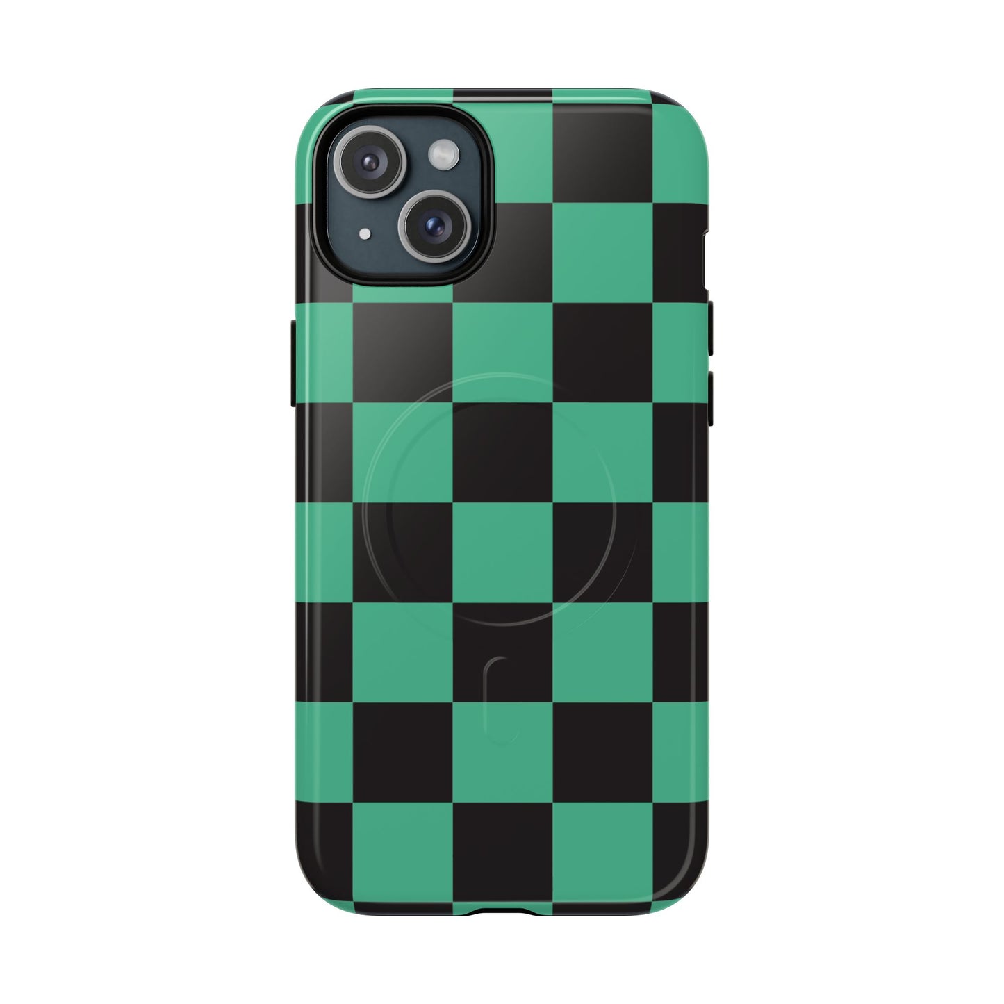 Tanjiro Magnetic Phone Case — Green and Black Chequered Tough Protective MagSafe Case