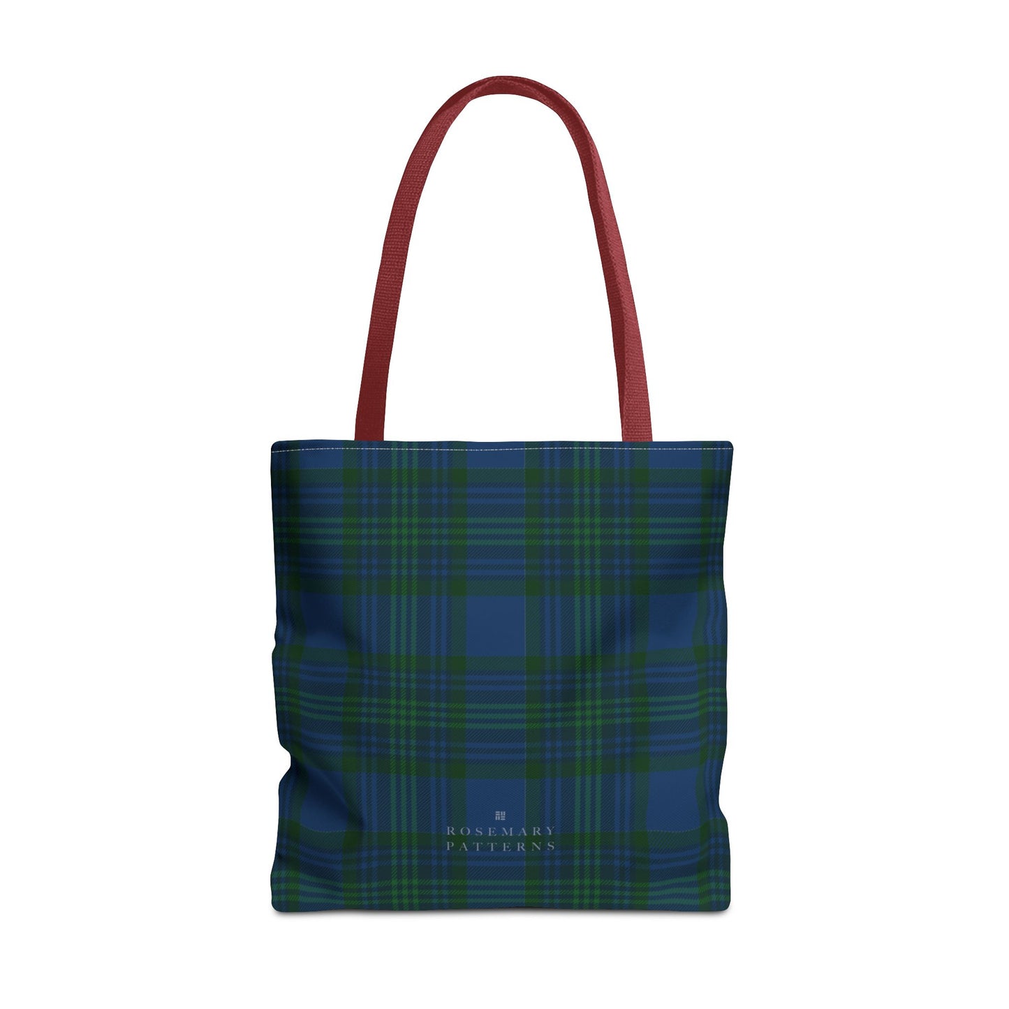 Tartan plaid tote bag in blue and green, eco friendly reusable market tote with Scottish pattern, cotton handles