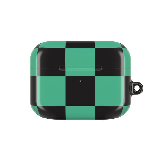Tanjiro Green and Black Chequered AirPod Case — Protective Cover