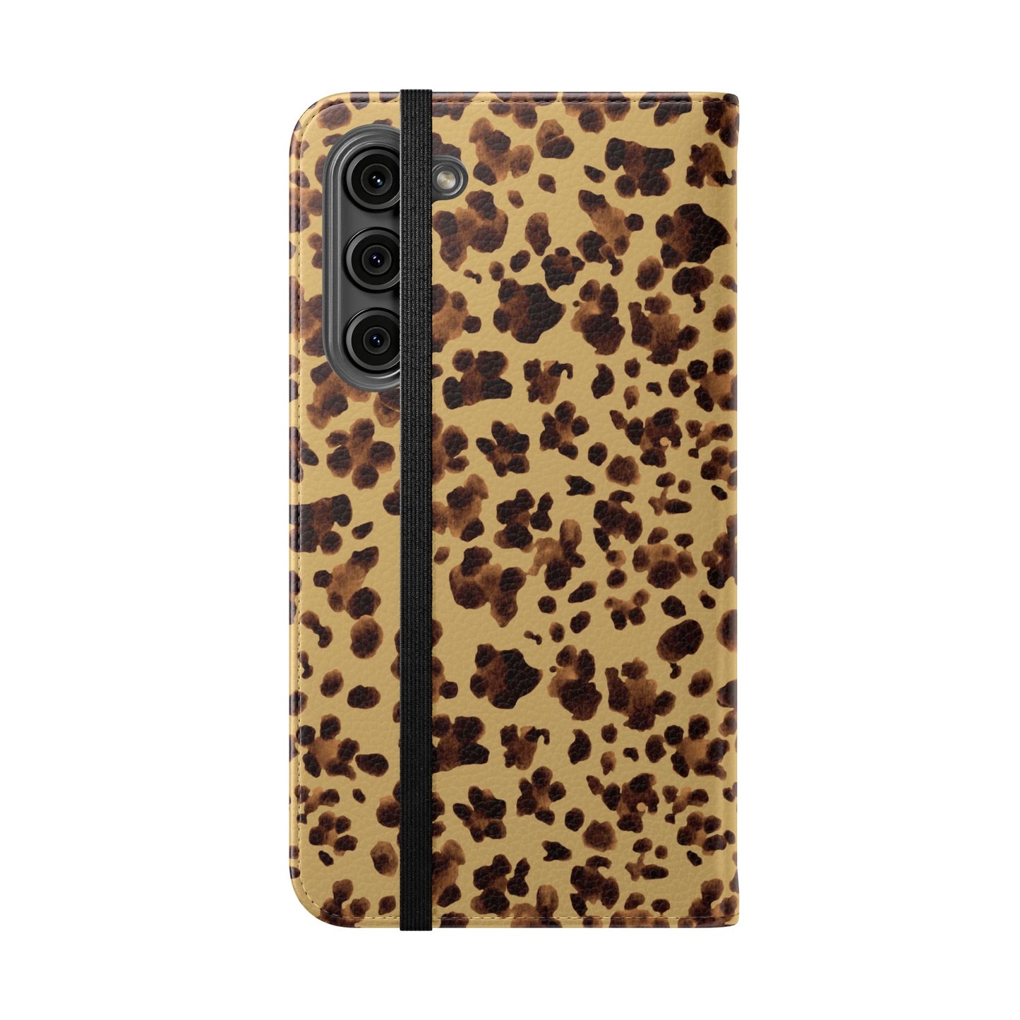 Leopard Print watercolour Flip Phone Case - Stylish Wallet Folio Cover with Card Slots