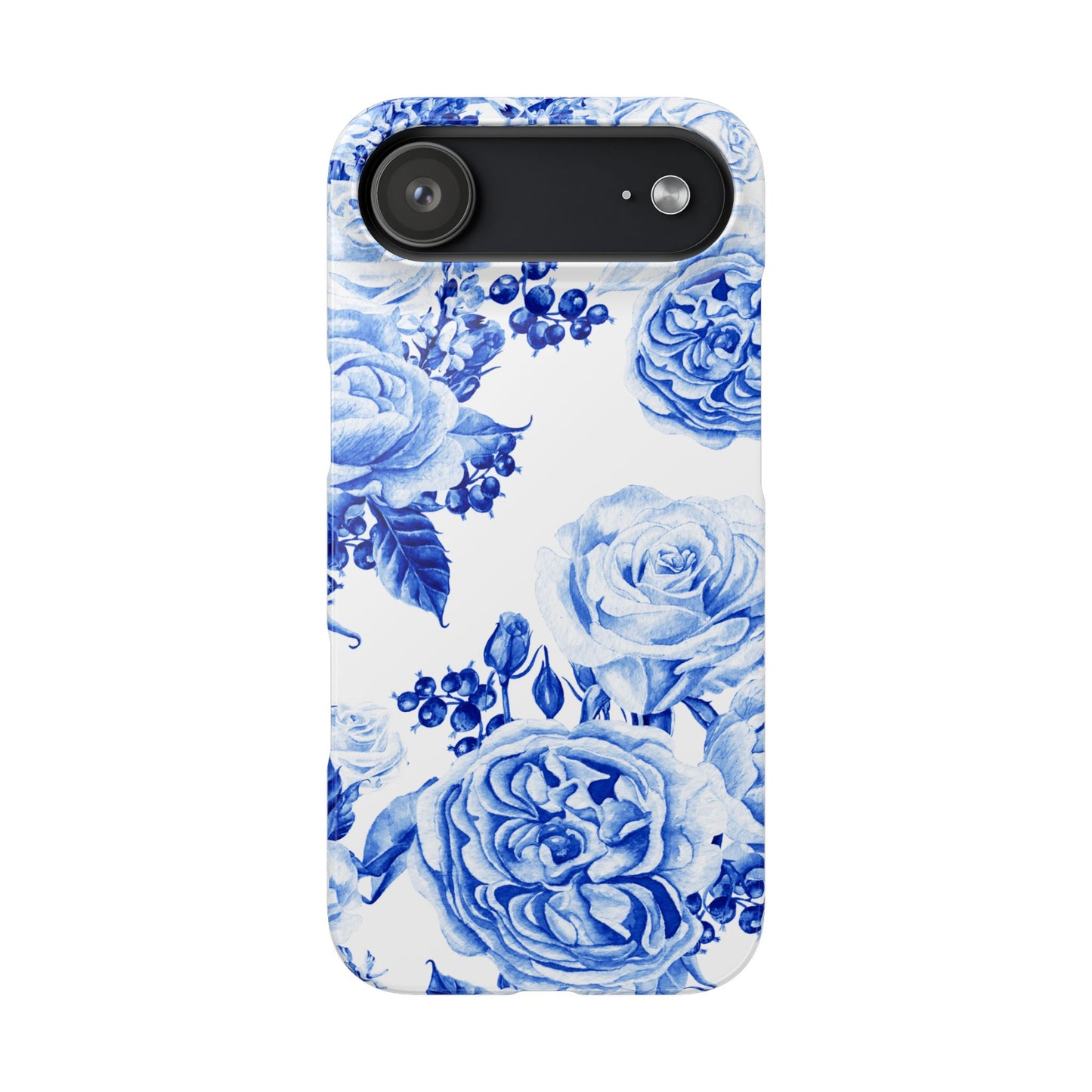 Blue Porcelain Floral Snap Phone Case — Vintage Rose Pattern