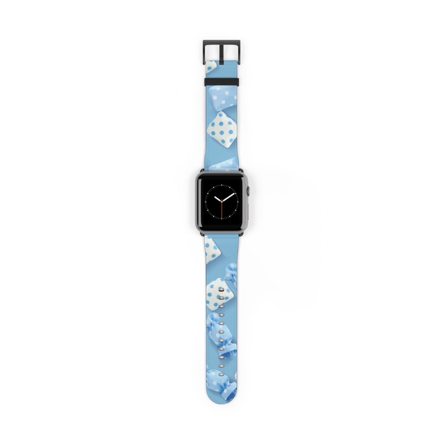 Apple Watch strap in pastel blue candy style, colorful accessory for everyday wear, faux-leather band with steel buckle