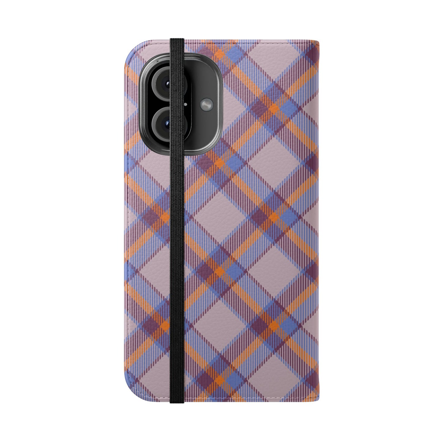 Tartan Flip Phone Case — purple & Orange Plaid Wallet Cover