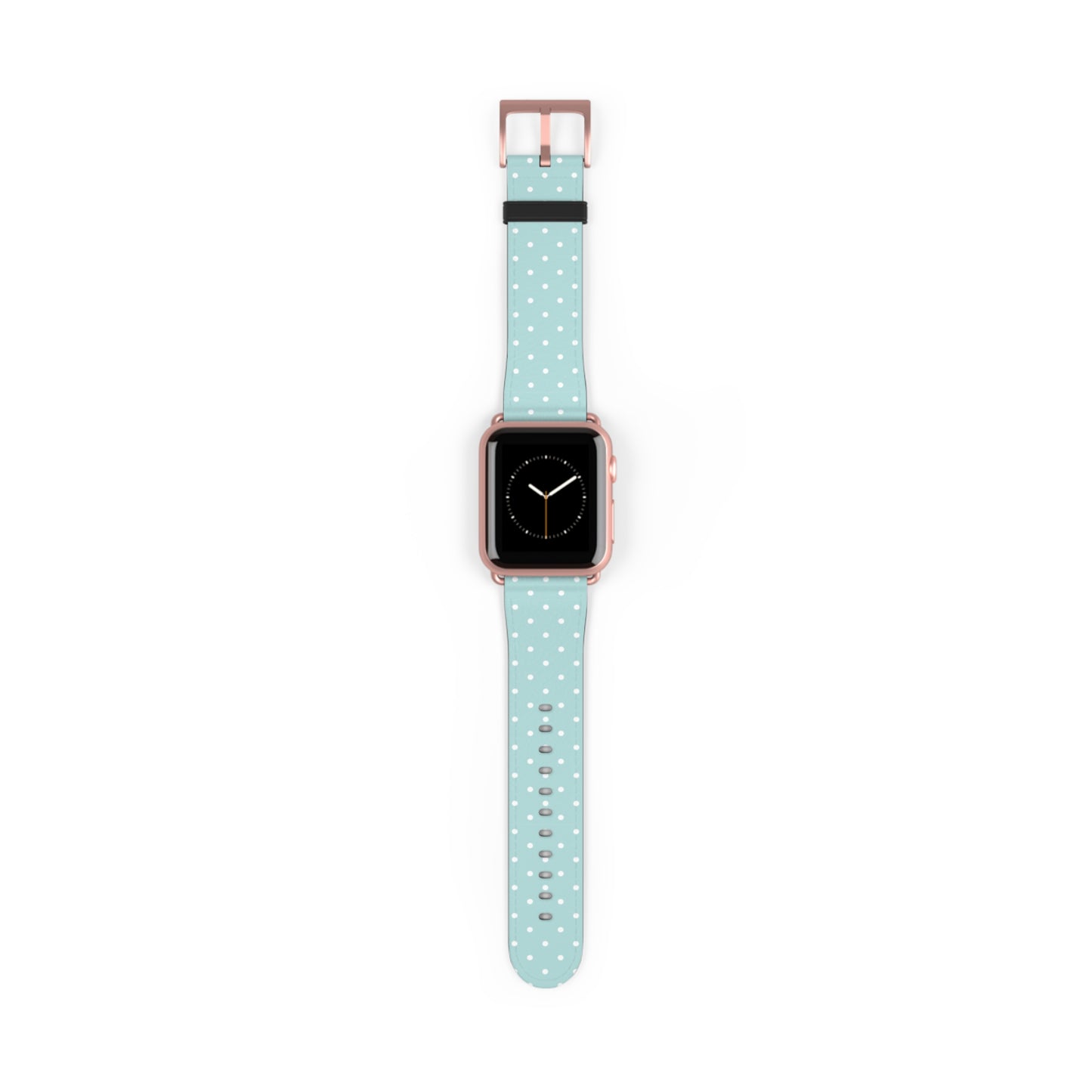 apple watch band in mint green with white polka dots, cute pastel everyday watch strap for women