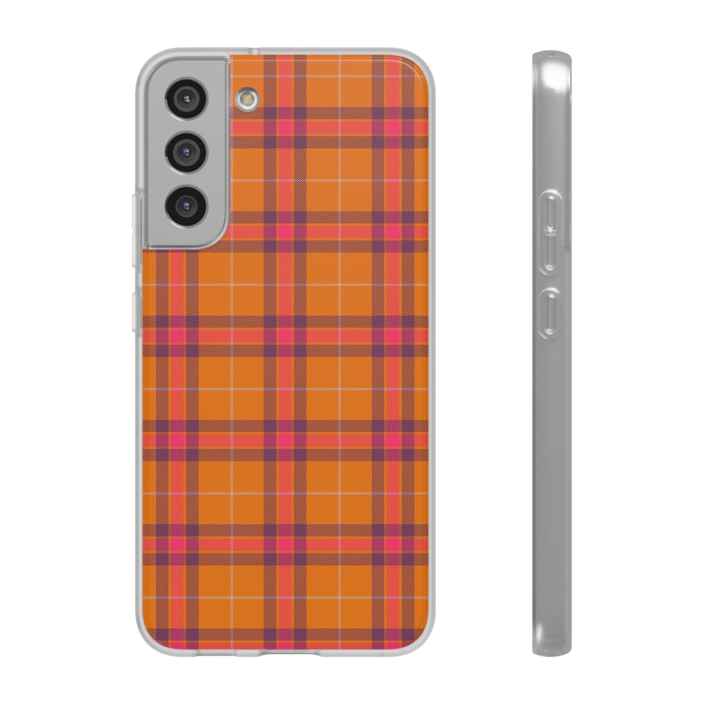 Orange Plaid Flexi Phone Case for Apple iPhone and Samsung Galaxy.