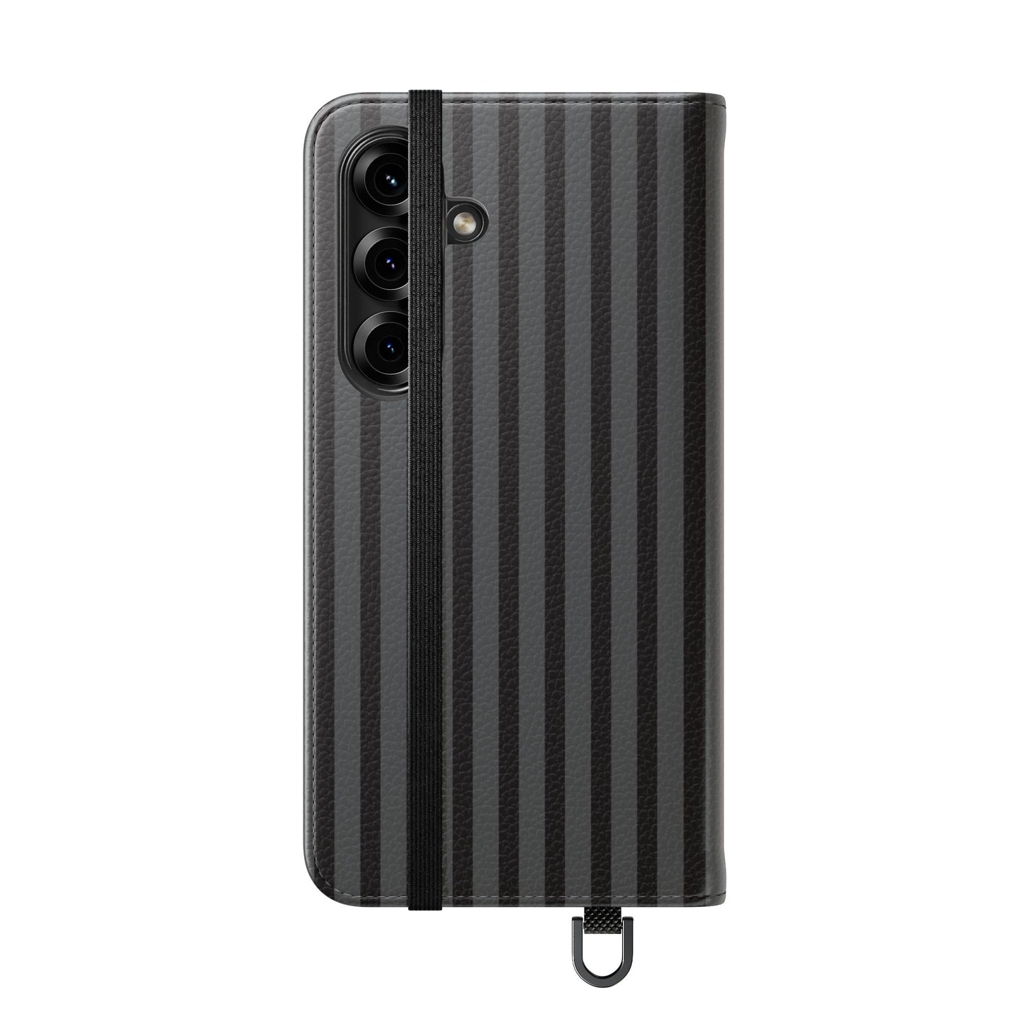Striped Gray Flip Phone Case — Wallet Flip Case with Card Slots