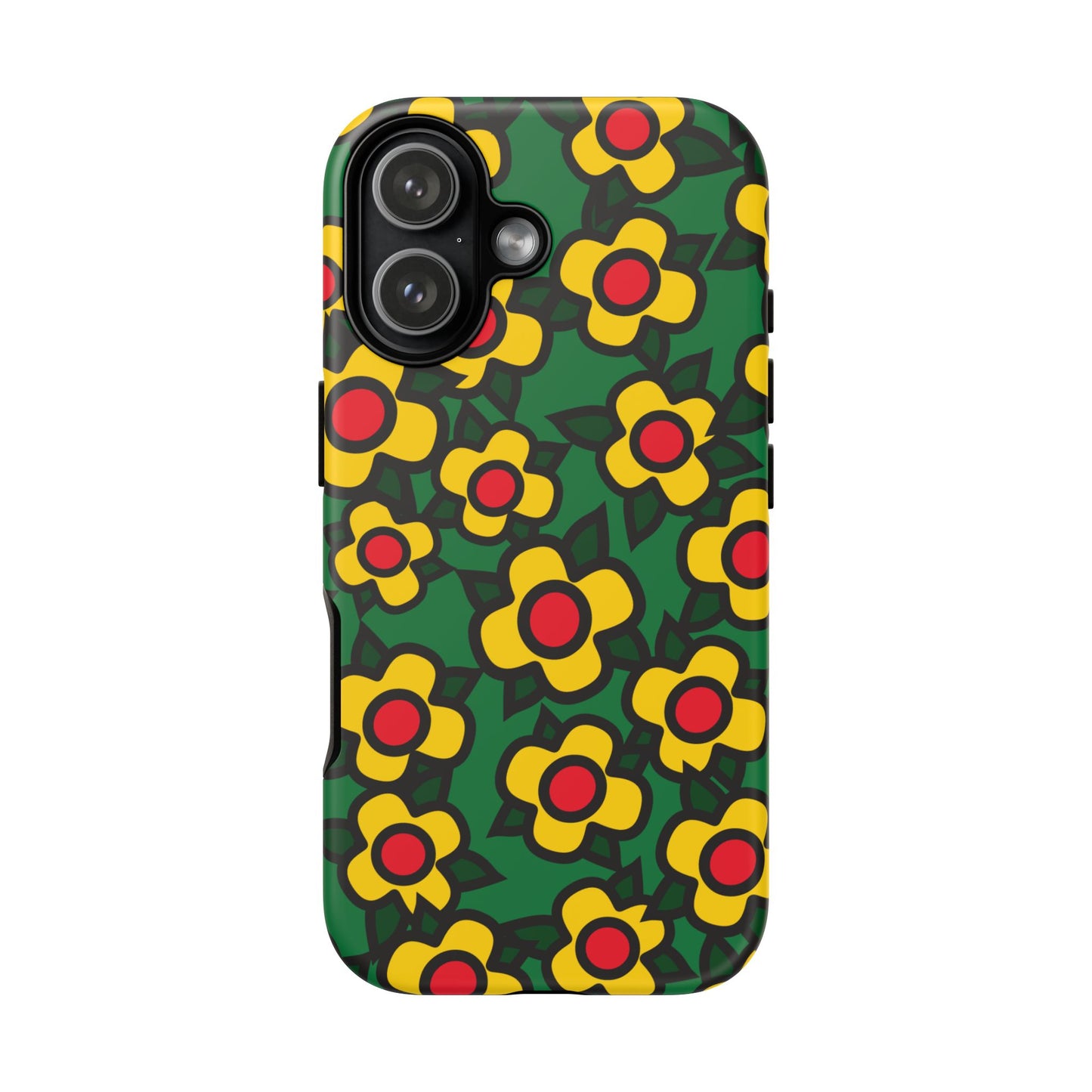 Floral Pop Tough Phone Case — Retro Yellow Red Flower Pattern