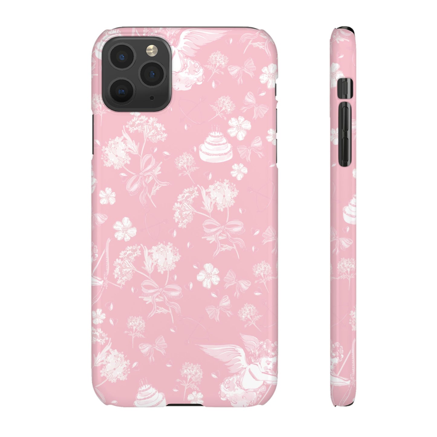 Pink Floral Slim Phone Case for Apple iPhone, Samsung Galaxy and Google Pixel.