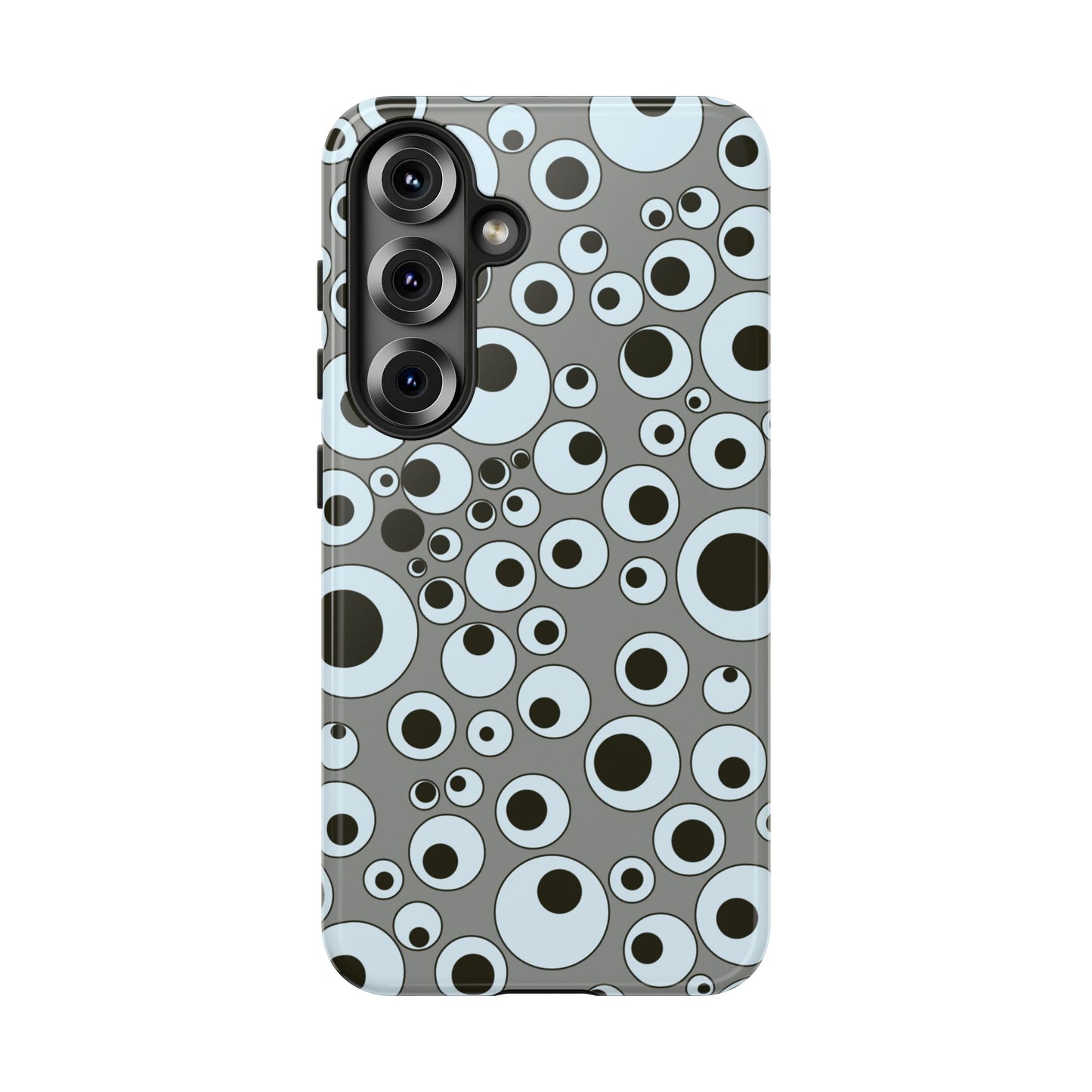 Bubble Pattern Tough Phone Case – Grey Retro Polka-Dot Design