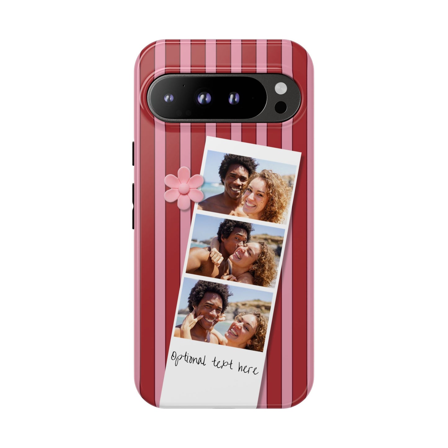 Customisable Three Photo Personalised Collage Tough Phone Case for Apple iPhone, Samsung Galaxy and Google Pixel.
