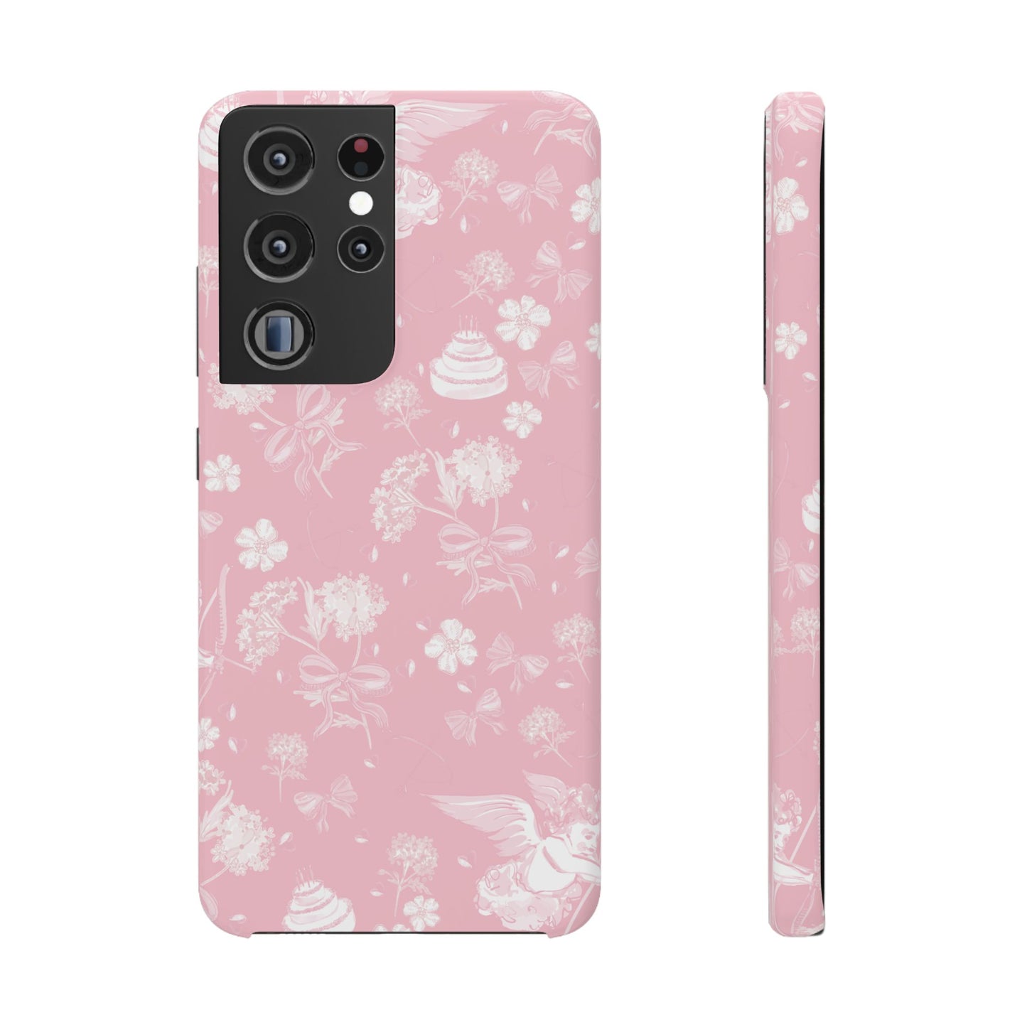 Pink Floral Slim Phone Case for Apple iPhone, Samsung Galaxy and Google Pixel.