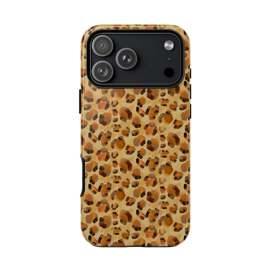 Leopard Print Tough Phone Case – Protective Animal Print Cover