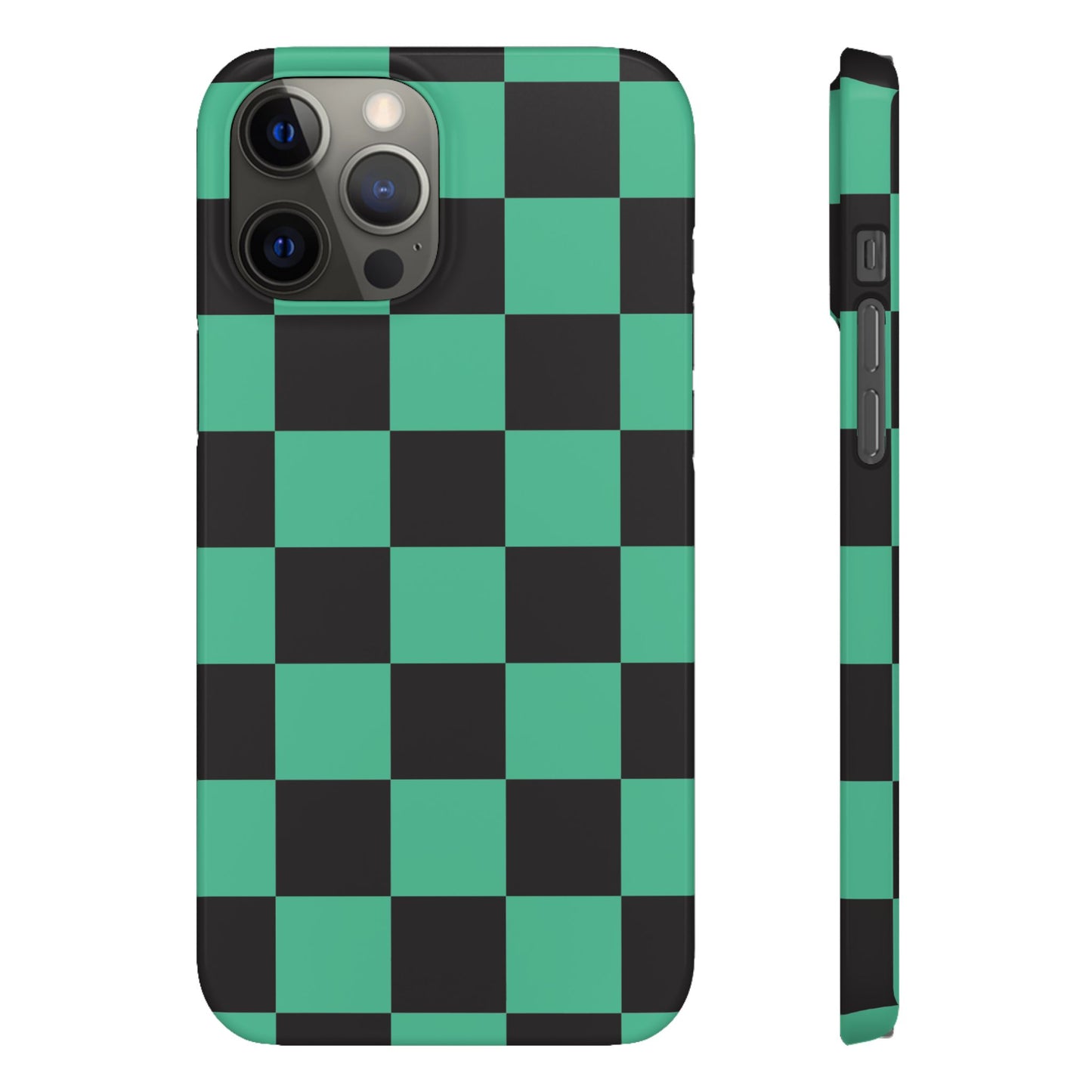Checkered Teal Snap Case — Black & Teal Phone Cover