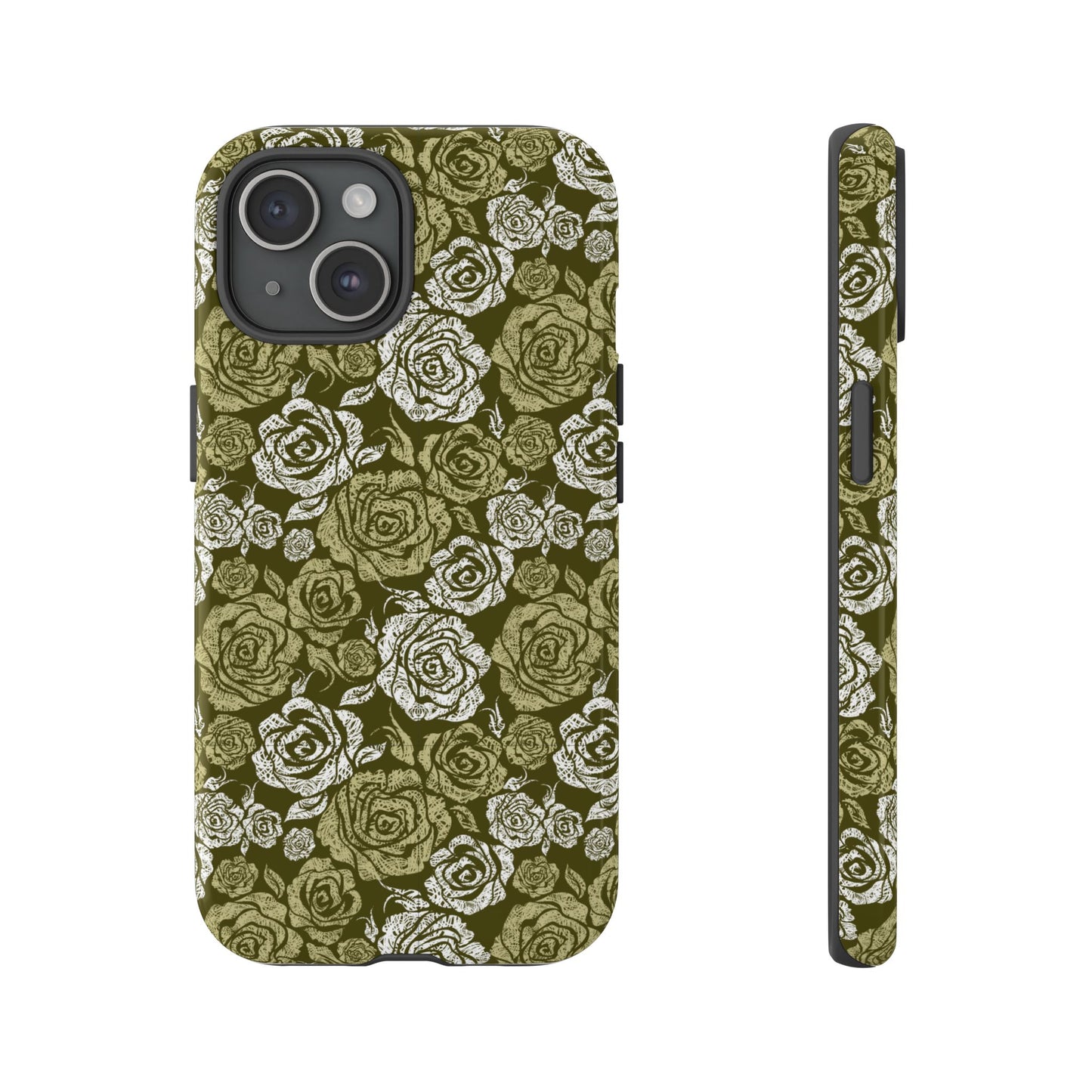 Floral Olive Rose Pattern Tough Phone Case