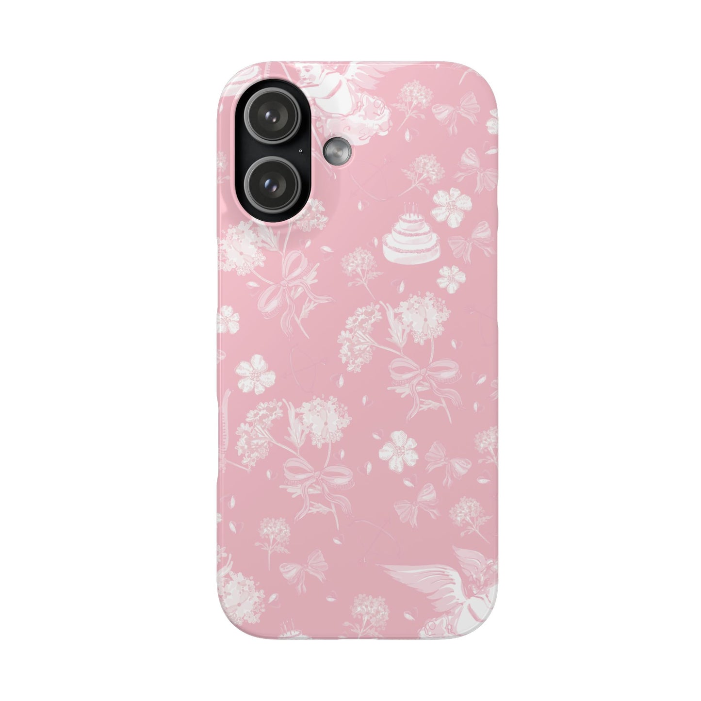 Pink Floral Slim Phone Case for Apple iPhone, Samsung Galaxy and Google Pixel.