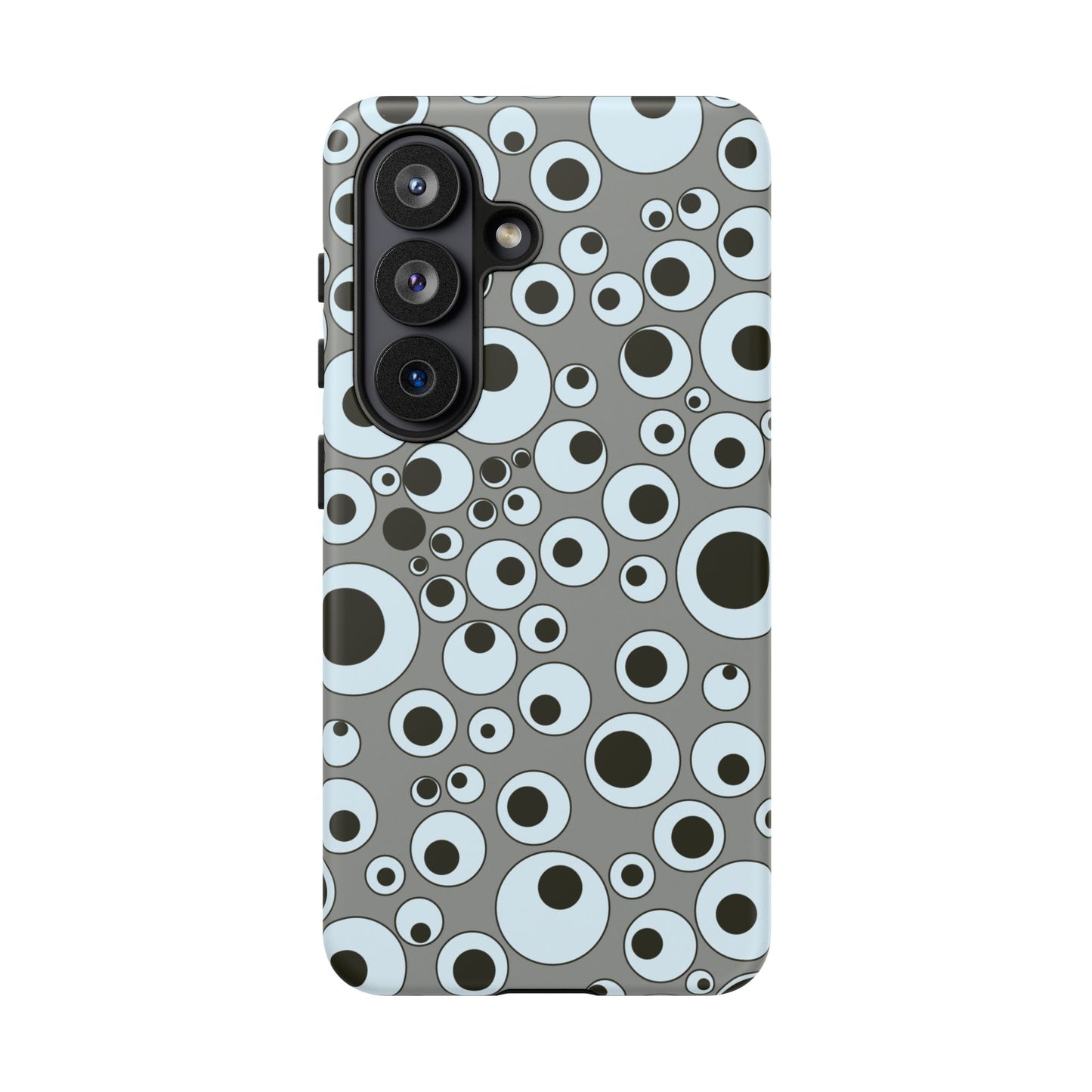 Bubble Pattern Tough Phone Case – Grey Retro Polka-Dot Design