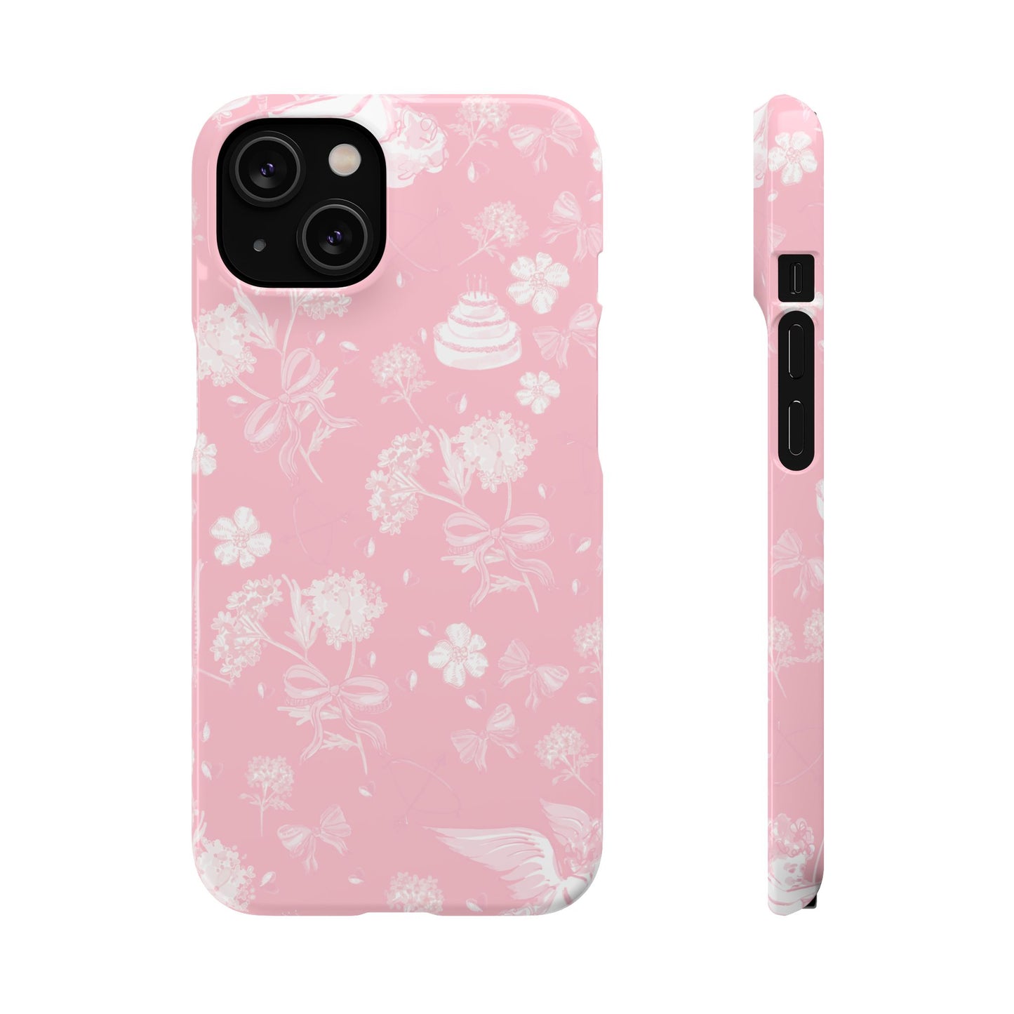 Pink Floral Slim Phone Case for Apple iPhone, Samsung Galaxy and Google Pixel.