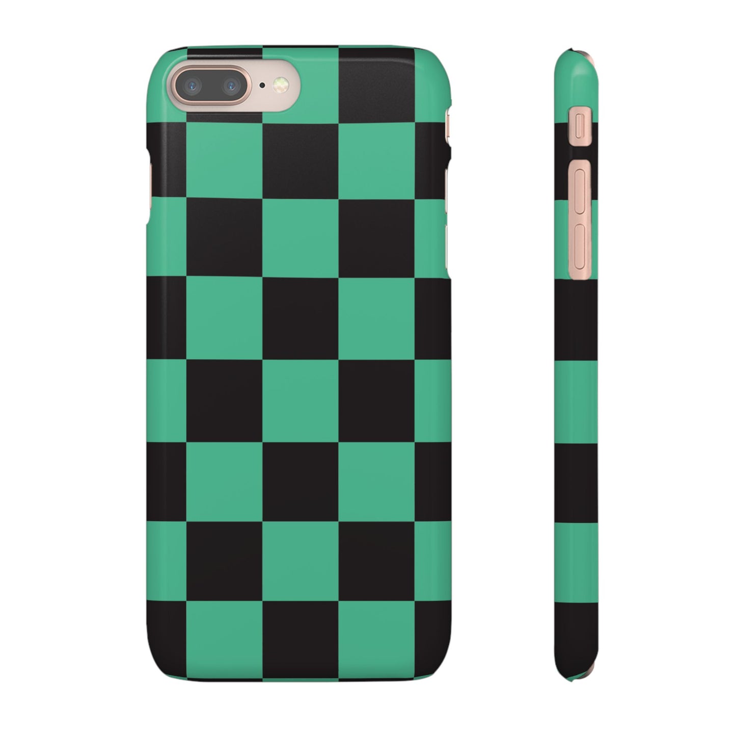Checkered Teal Snap Case — Black & Teal Phone Cover
