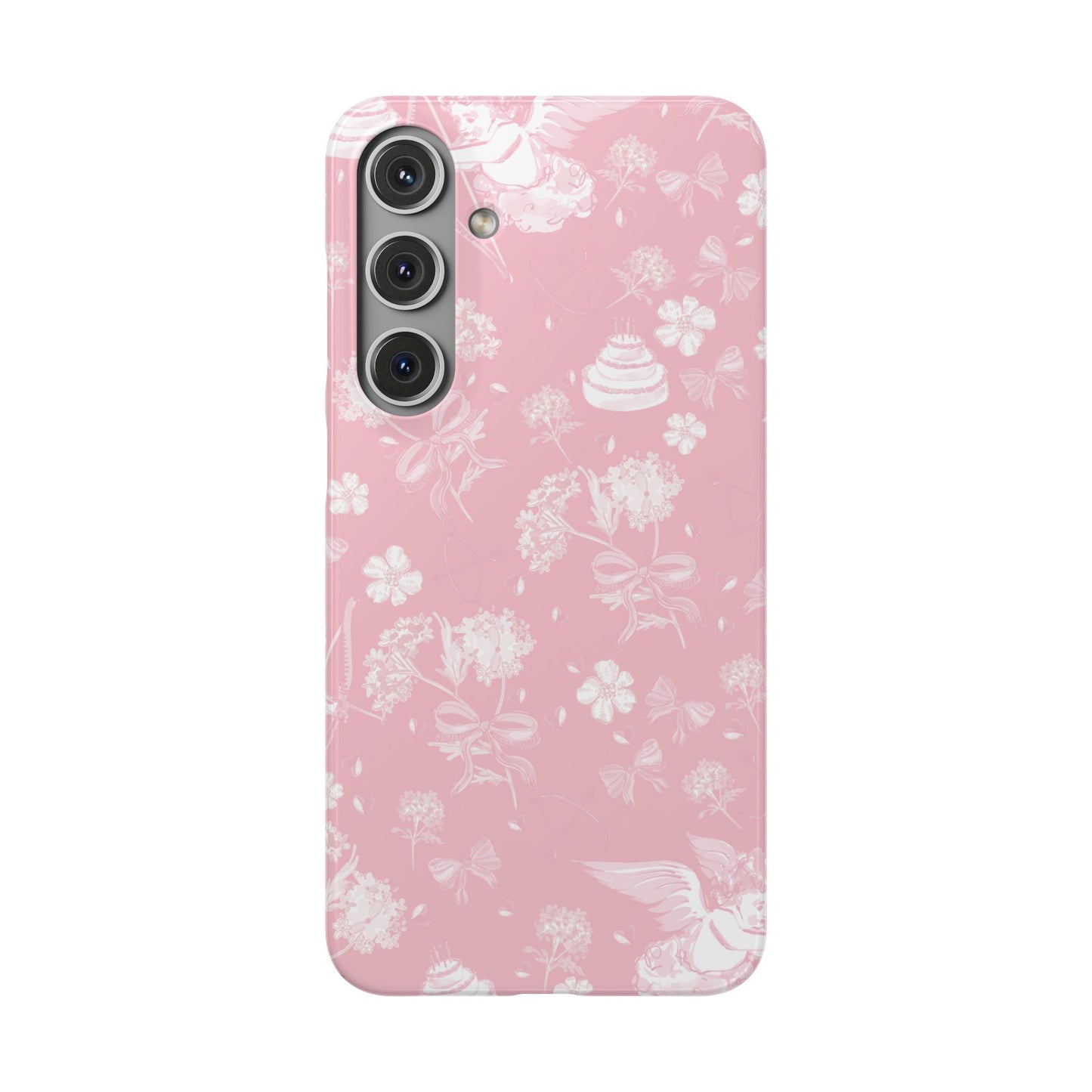Pink Floral Slim Phone Case for Apple iPhone, Samsung Galaxy and Google Pixel.