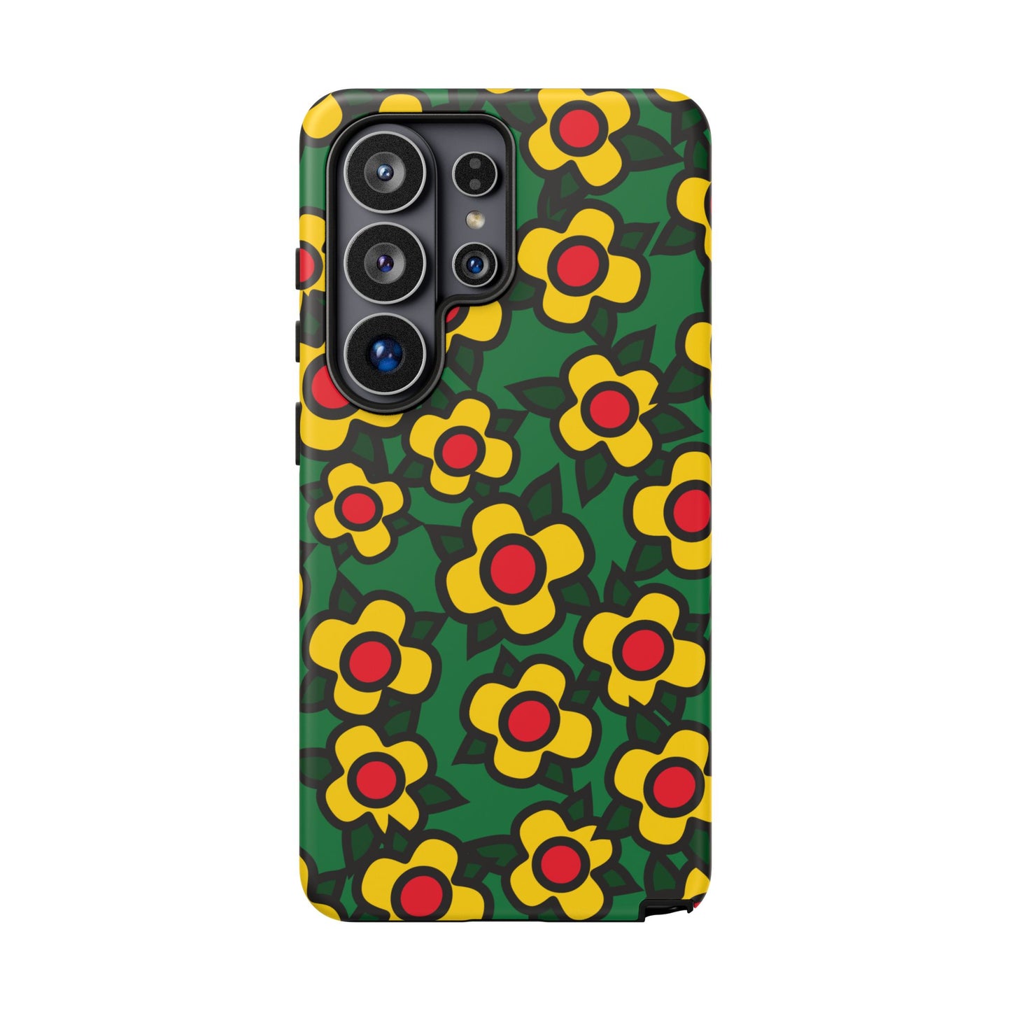 Floral Pop Tough Phone Case — Retro Yellow Red Flower Pattern