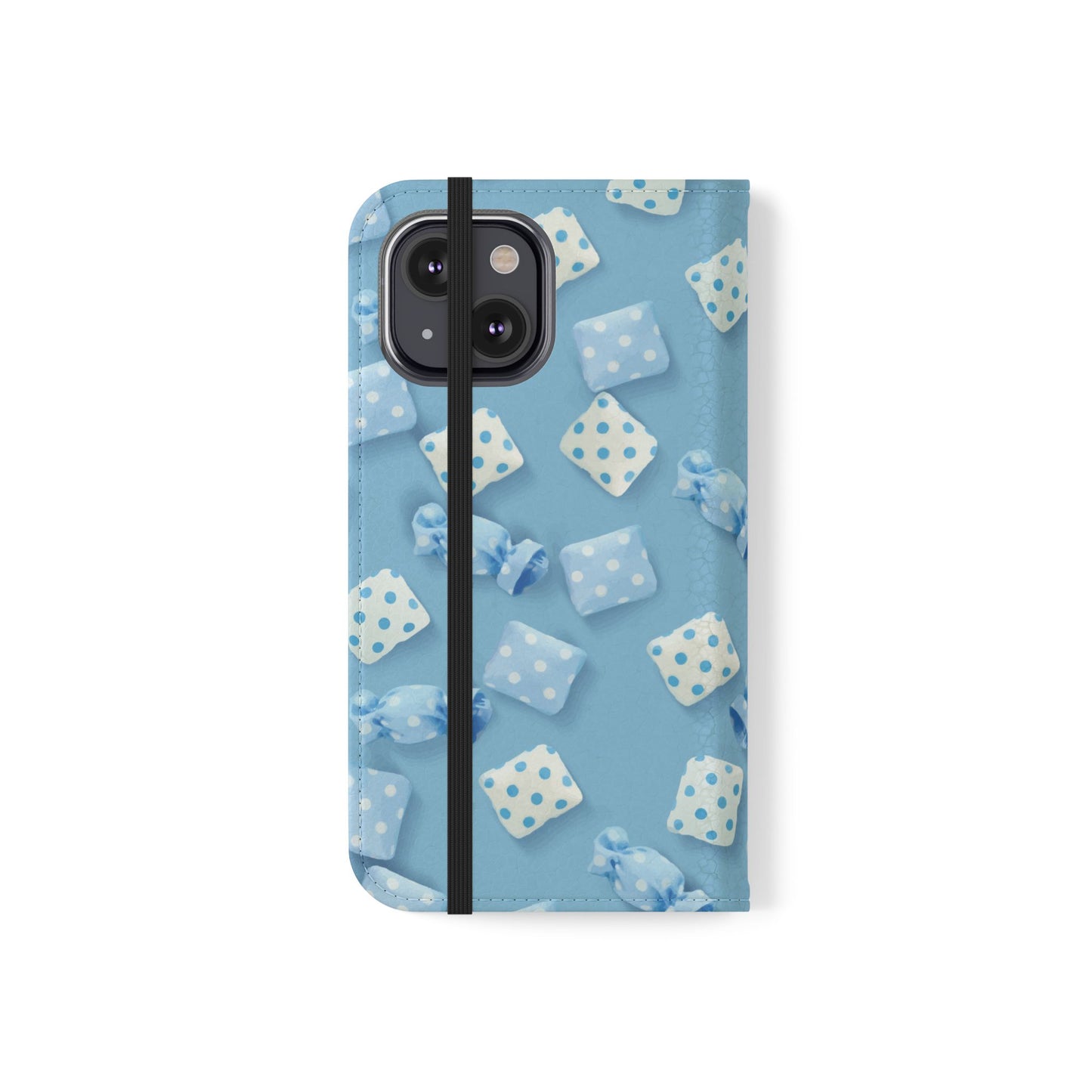 Pastel Blue Fabric Candy Flip Phone Case — Candy Wallet Cover