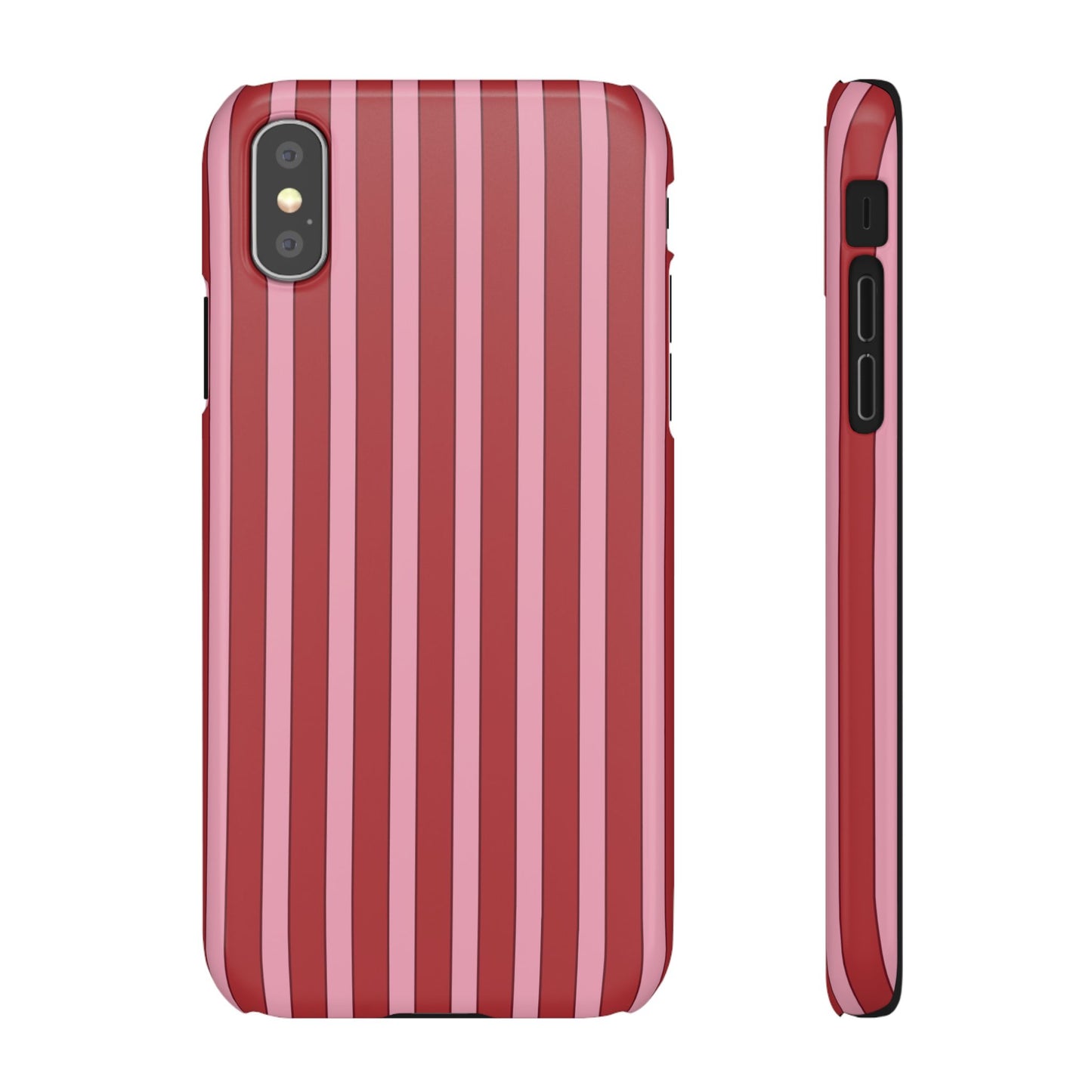 Striped Red Snap Phone Case — Slim Phone Cover for Apple iPhone and Samsung Galaxy.