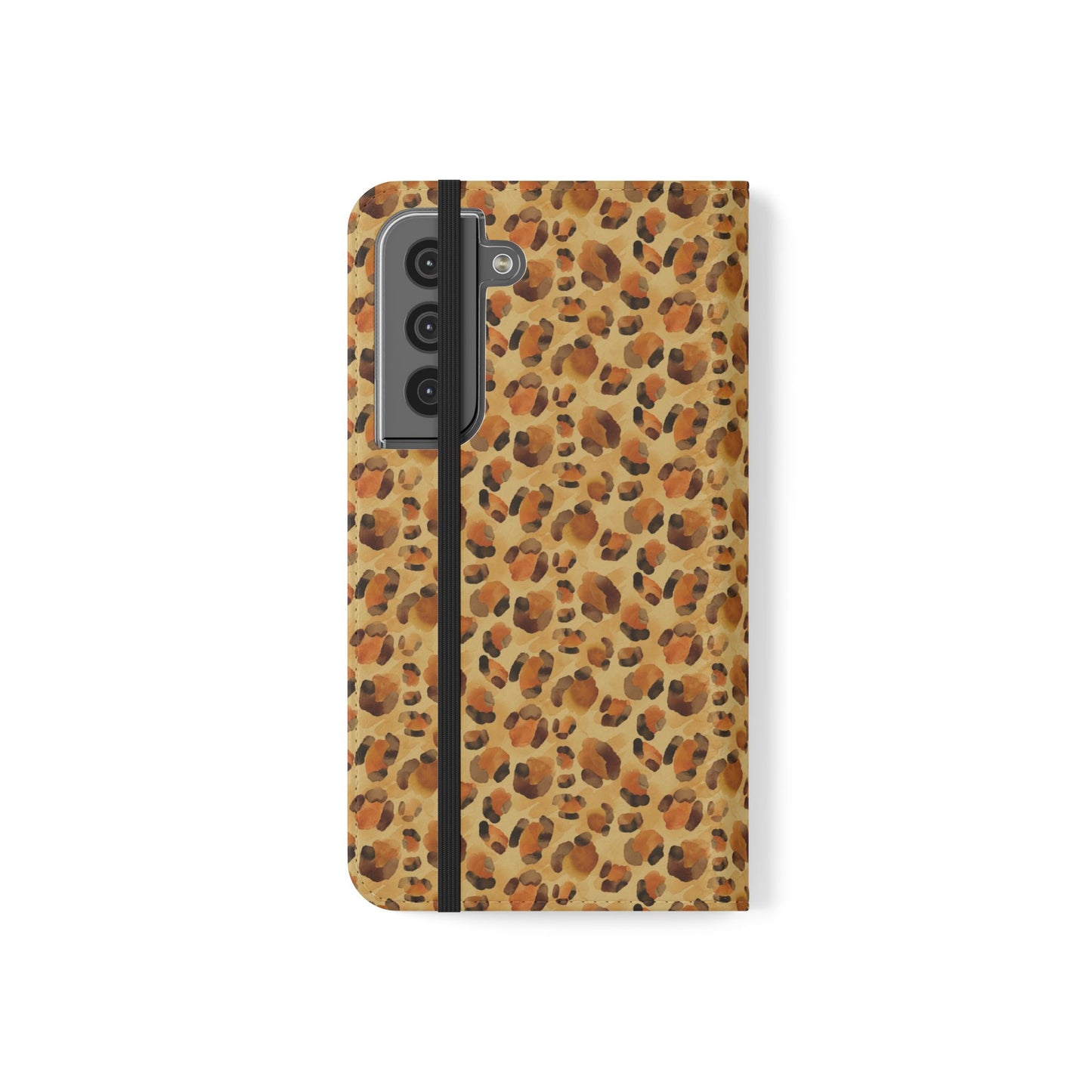 Leopard Print Flip Phone Case — Cardholder Wallet Folio