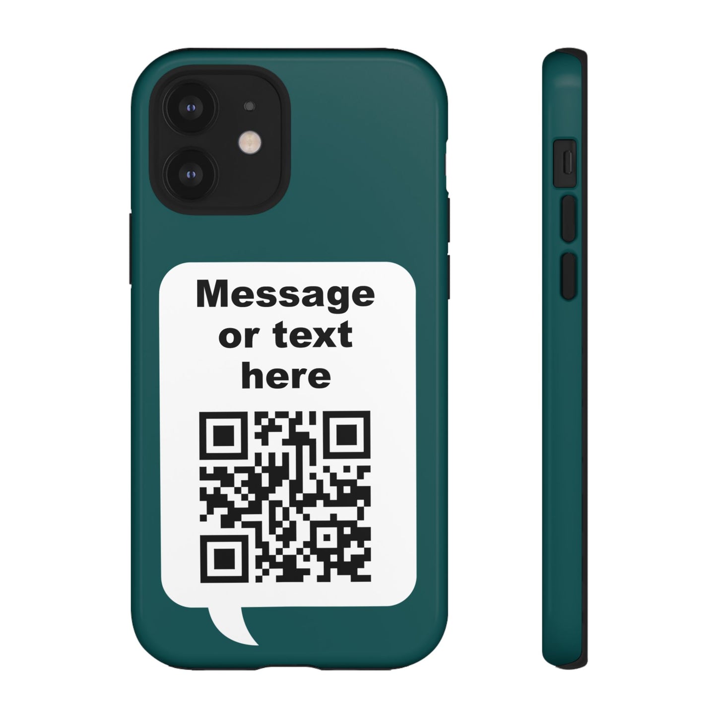 Custom QR Code Tough Phone Case — "Custom text" Contact Case