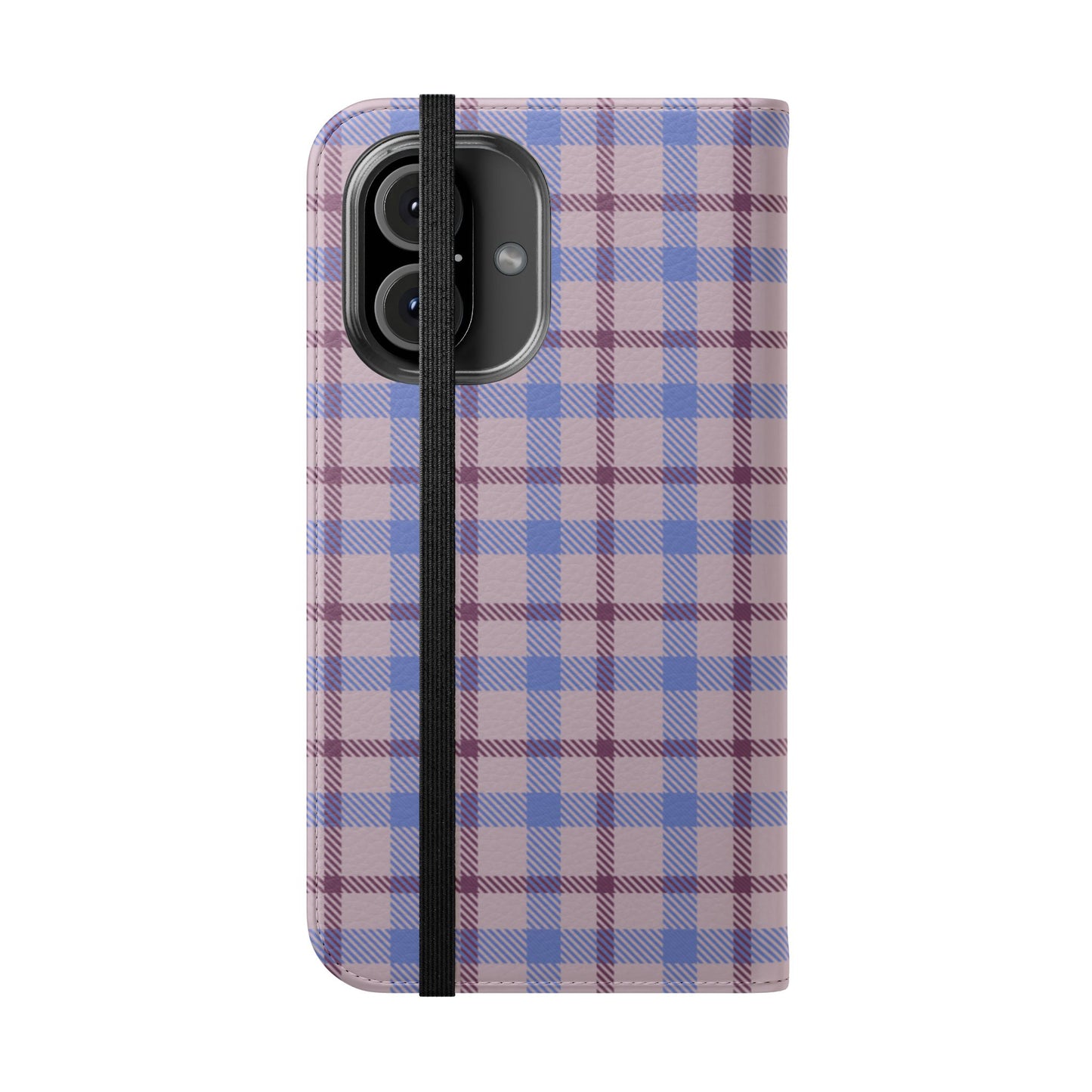 Tartan Flip Phone Case — Blue & Purple Plaid Wallet Cover