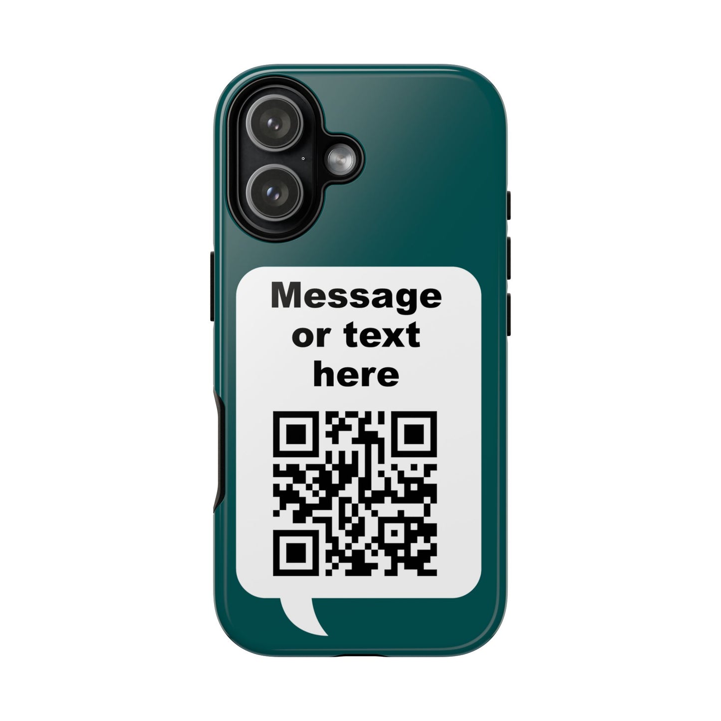 Custom QR Code Tough Phone Case — "Custom text" Contact Case