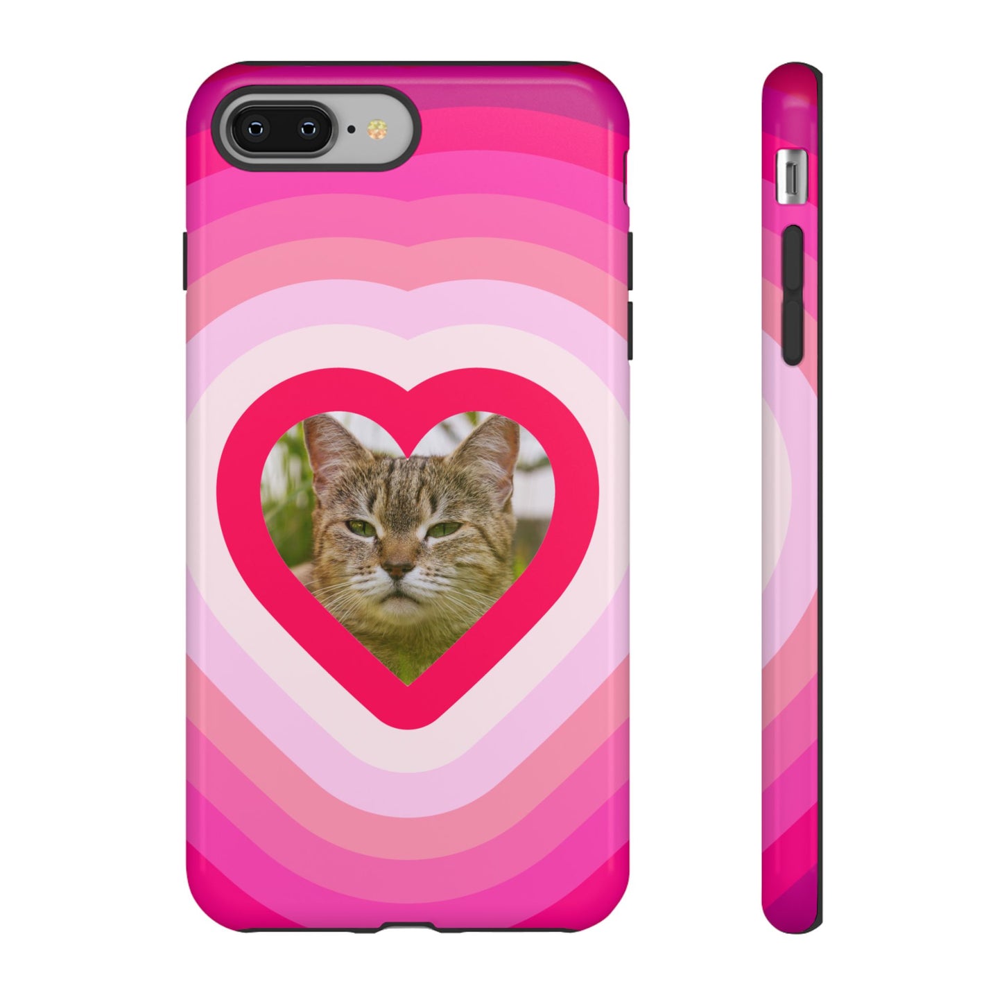 Single Image Personalised  Heart Photo Phone Case – Pink Gradient Love Tough Case for Apple iPhone, Samsung Galaxy and Google Pixel.