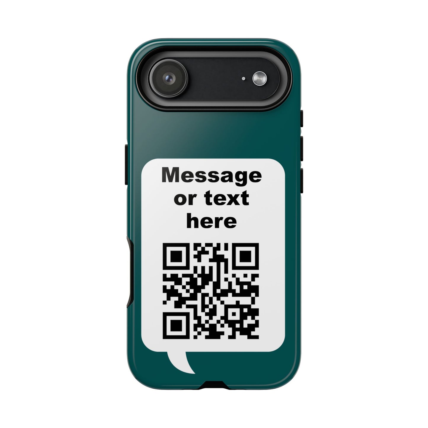 Custom QR Code Tough Phone Case — "Custom text" Contact Case