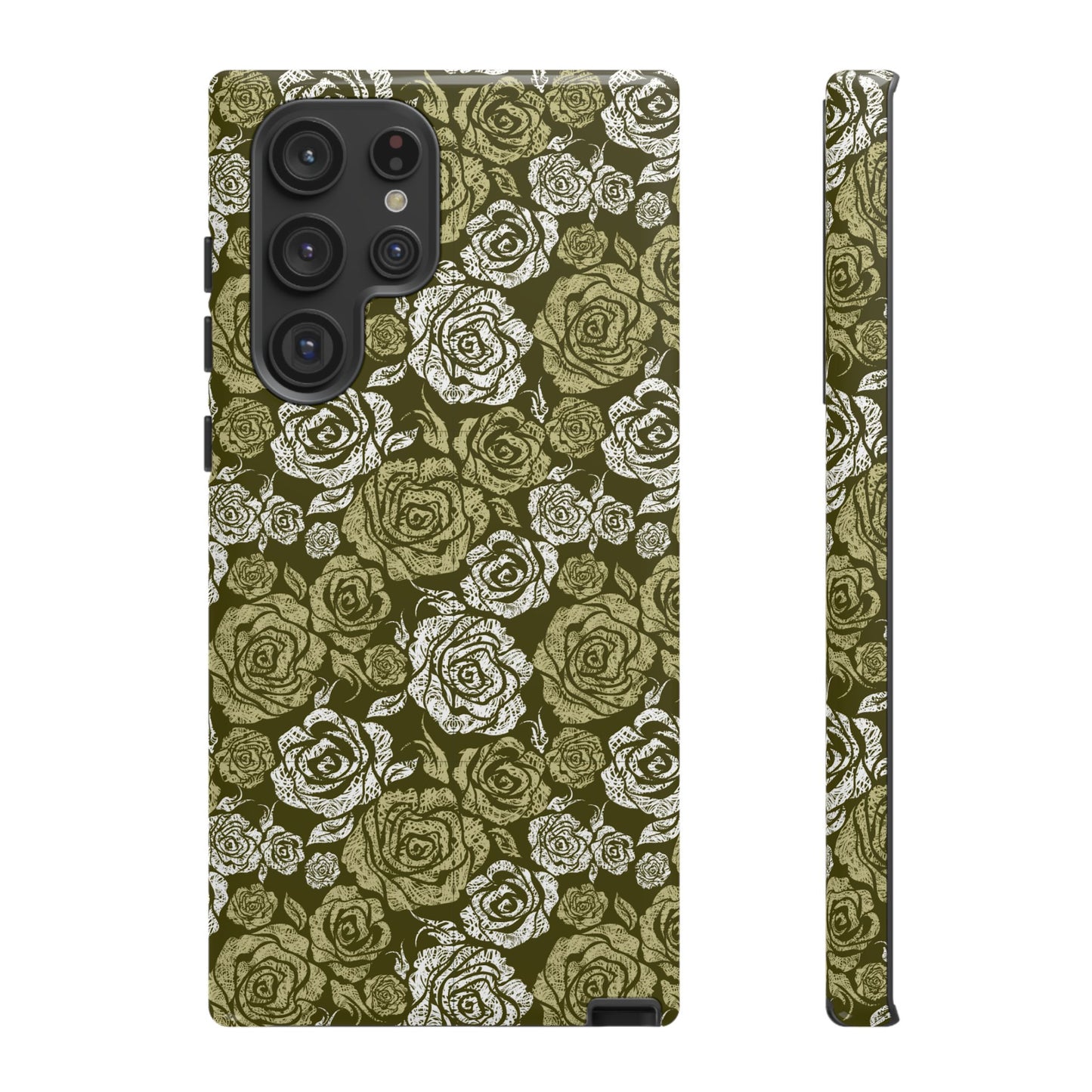 Floral Olive Rose Pattern Tough Phone Case