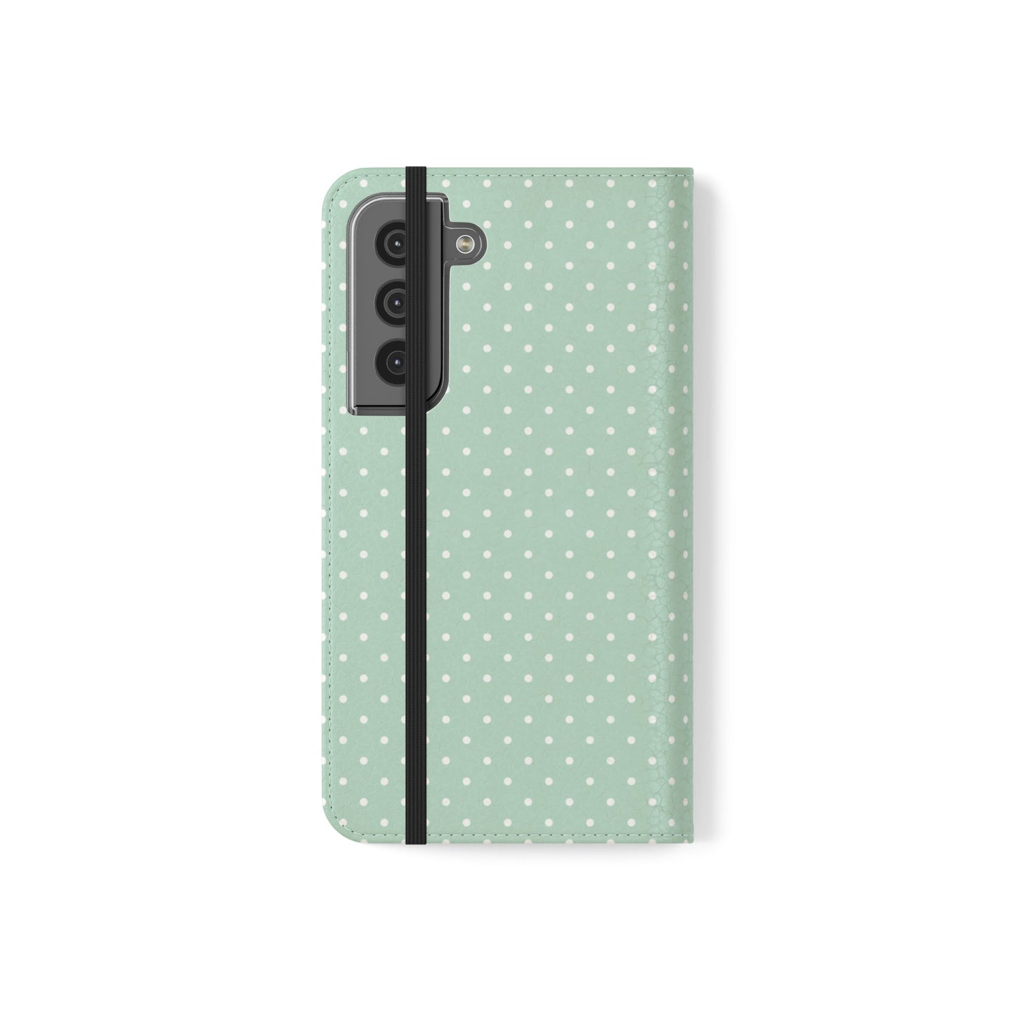 Polka Dot Flip Phone Case — Pastel Green-White Polka Dot Wallet Cover
