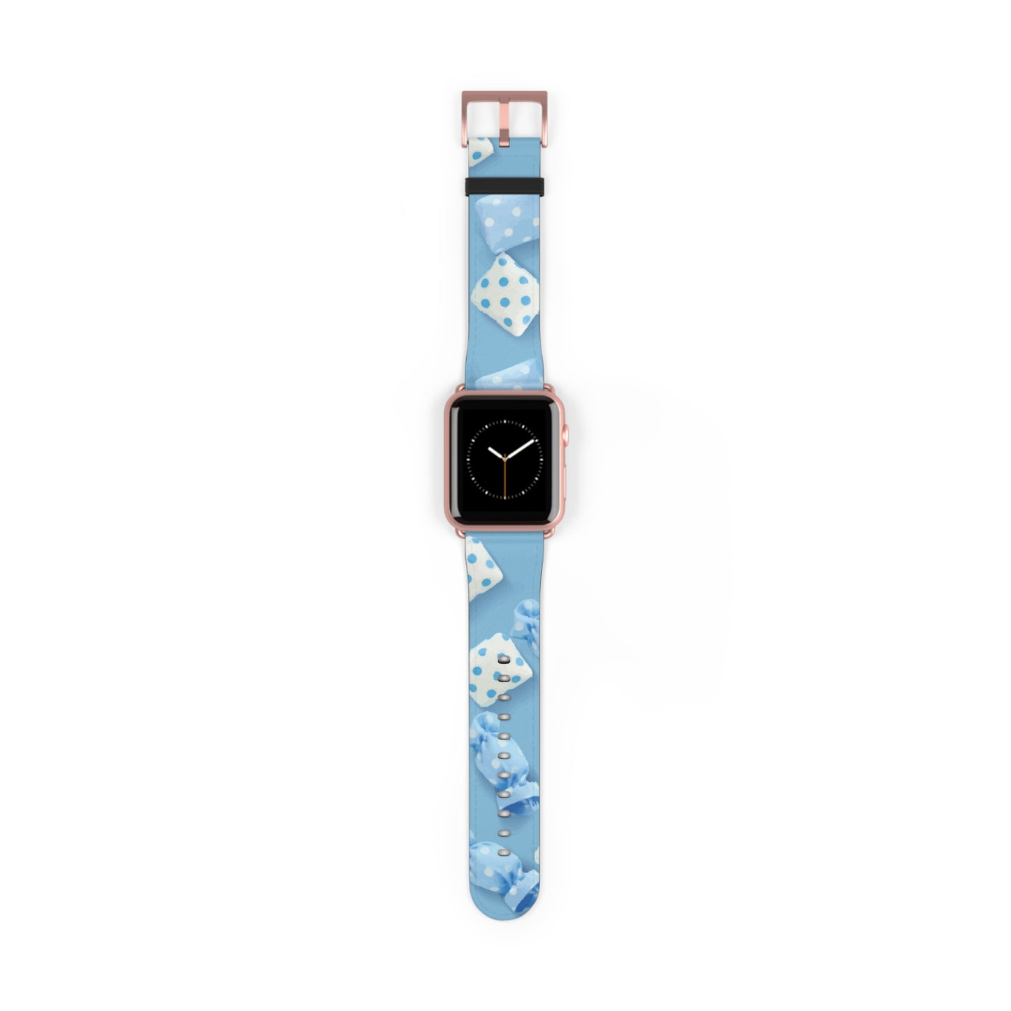 Apple Watch strap in pastel blue candy style, colorful accessory for everyday wear, faux-leather band with steel buckle